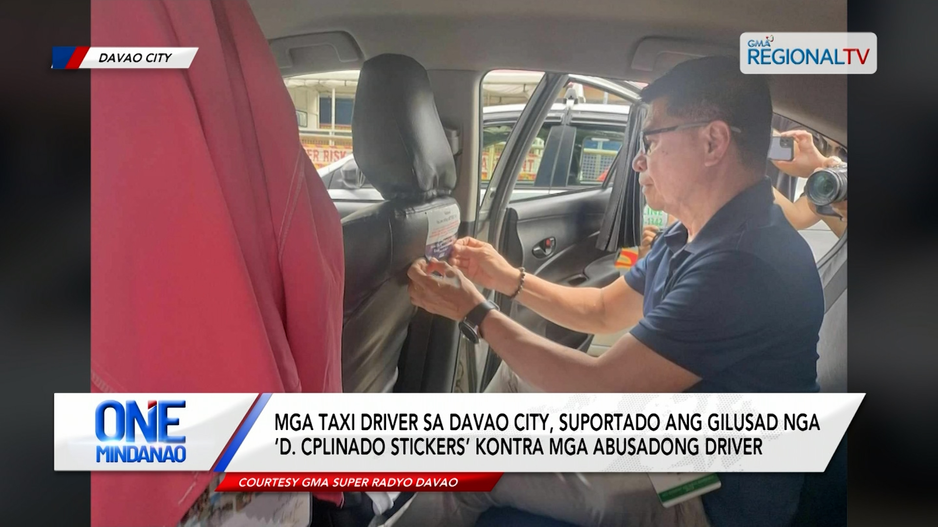 Mga taxi driver sa Davao City, suportado ang gilusad nga ‘D. CPLINADO Stickers’