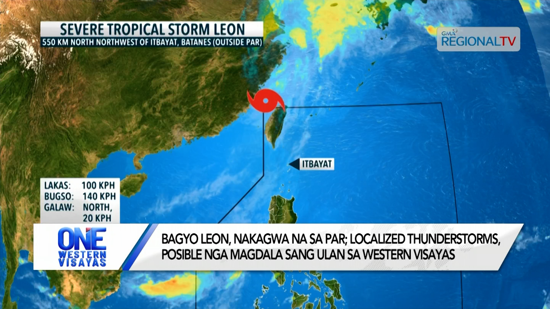 Bagyo Leon, nakagwa na sa PAR; localized thunderstorms, posible magpaulan