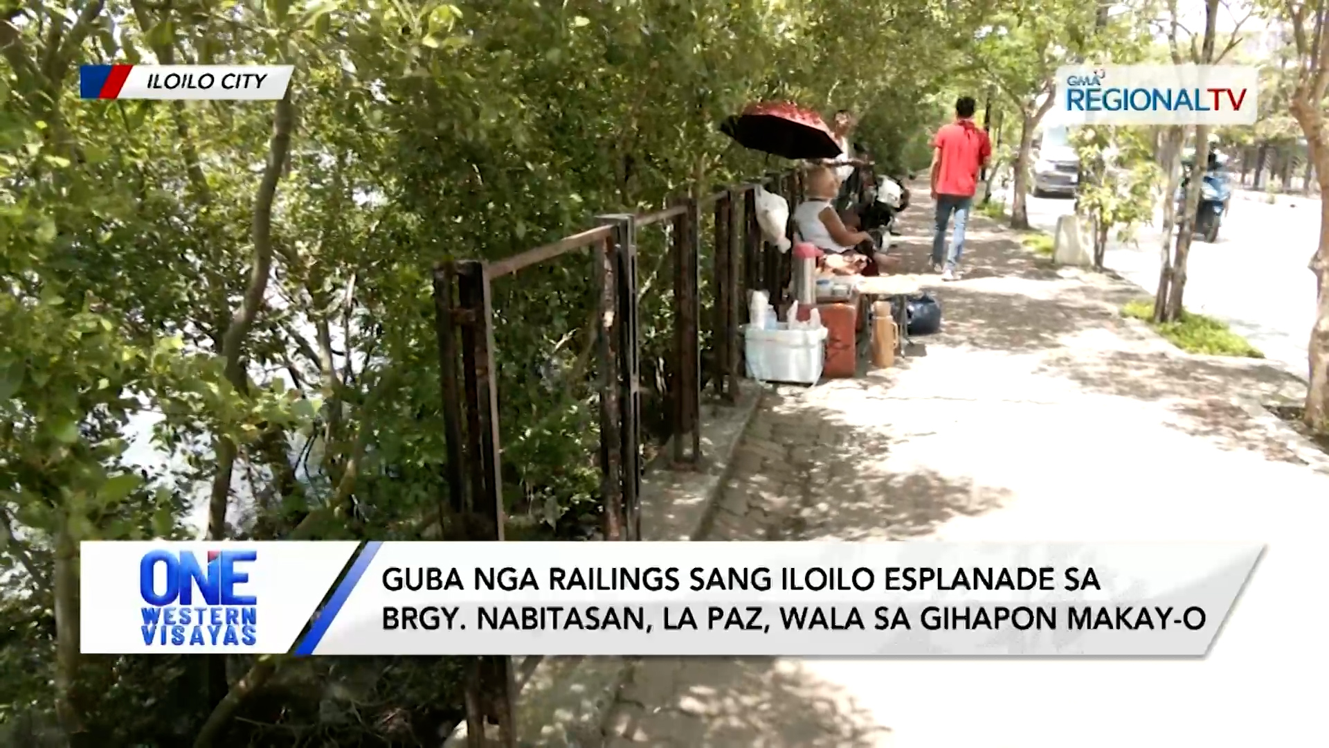 Guba nga railings sang Iloilo Esplanade sa Brgy. Nabitasan, La Paz