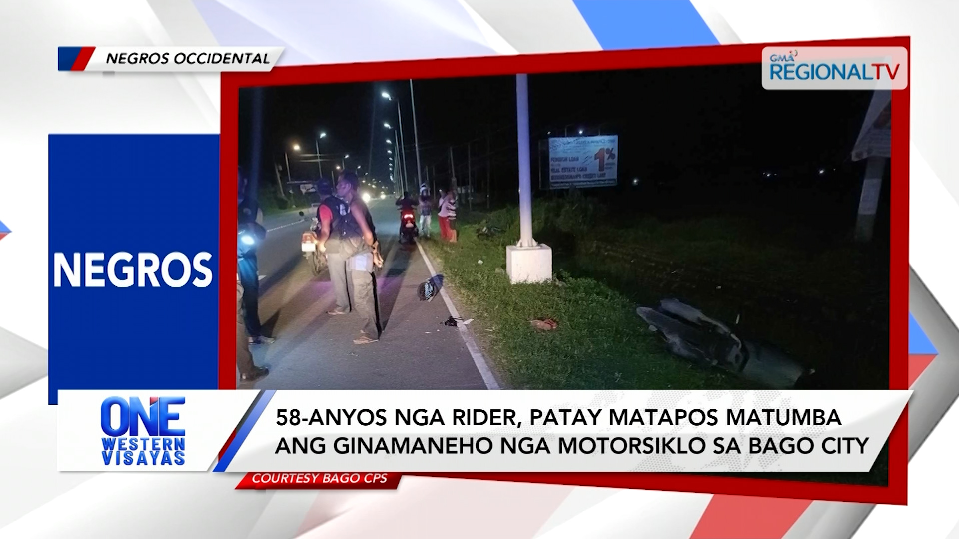 Rider, Patay Matapos Matumba ang Ginamaneho nga Motorsiklo sa Bago City