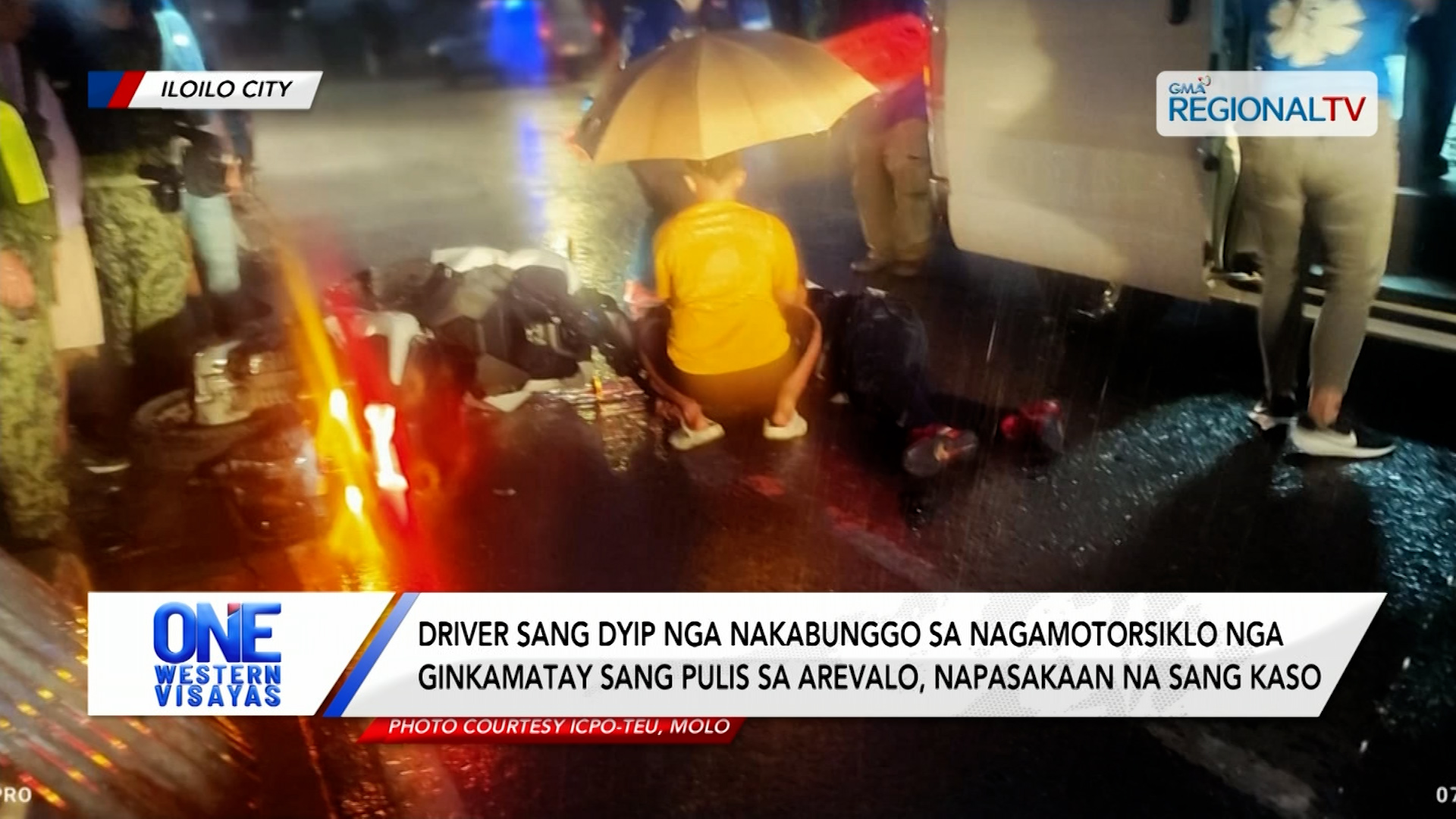 Pagbungguanay sang dyip kag nagamotorsiklo nga ginkamatay sang pulis sa Arevalo