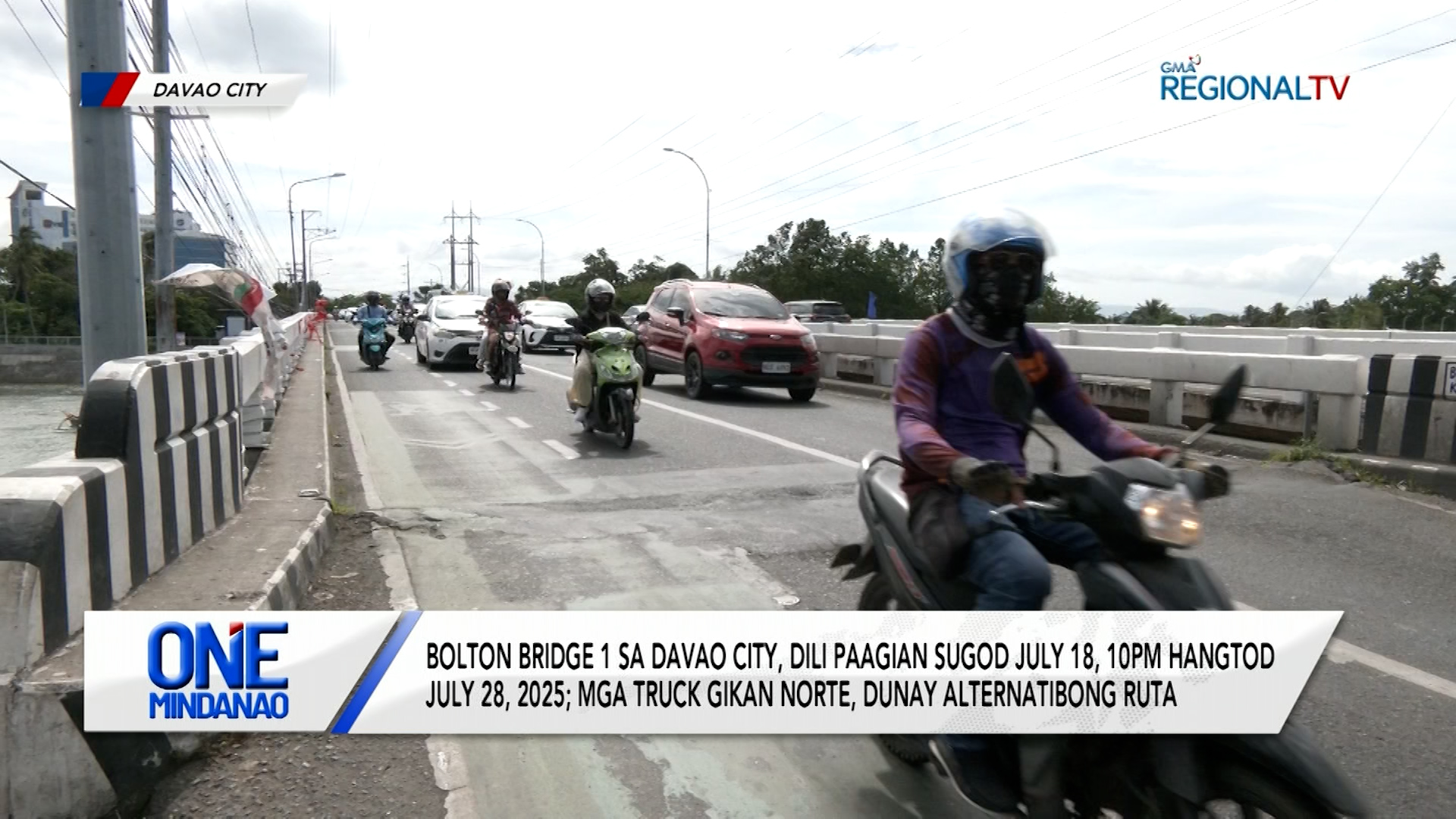 Bolton Bridge 1 sa Davao City, dili paagian sugod July 18, 10pm hangtod July 28