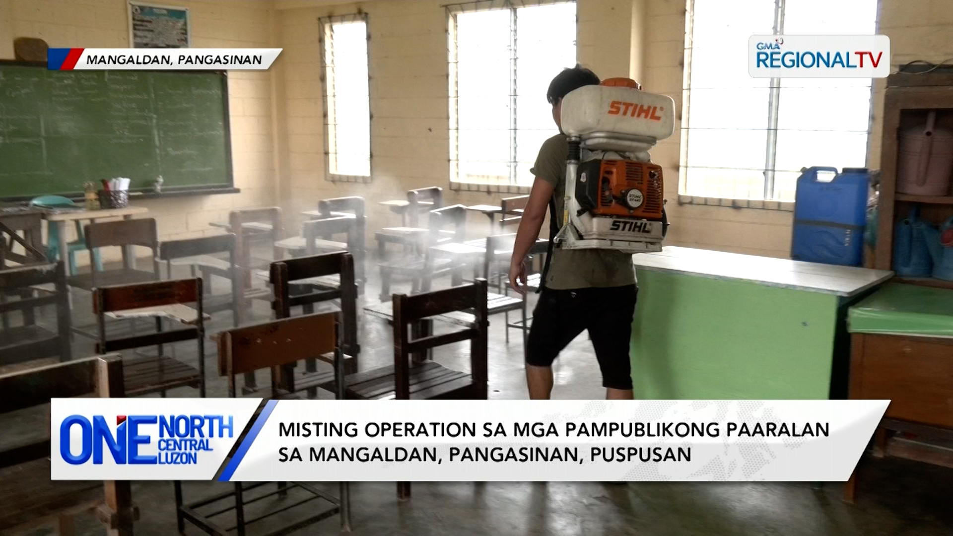 Misting operation sa mga pampublikong paaralan sa Mangaldan, puspusan | One North Central Luzon