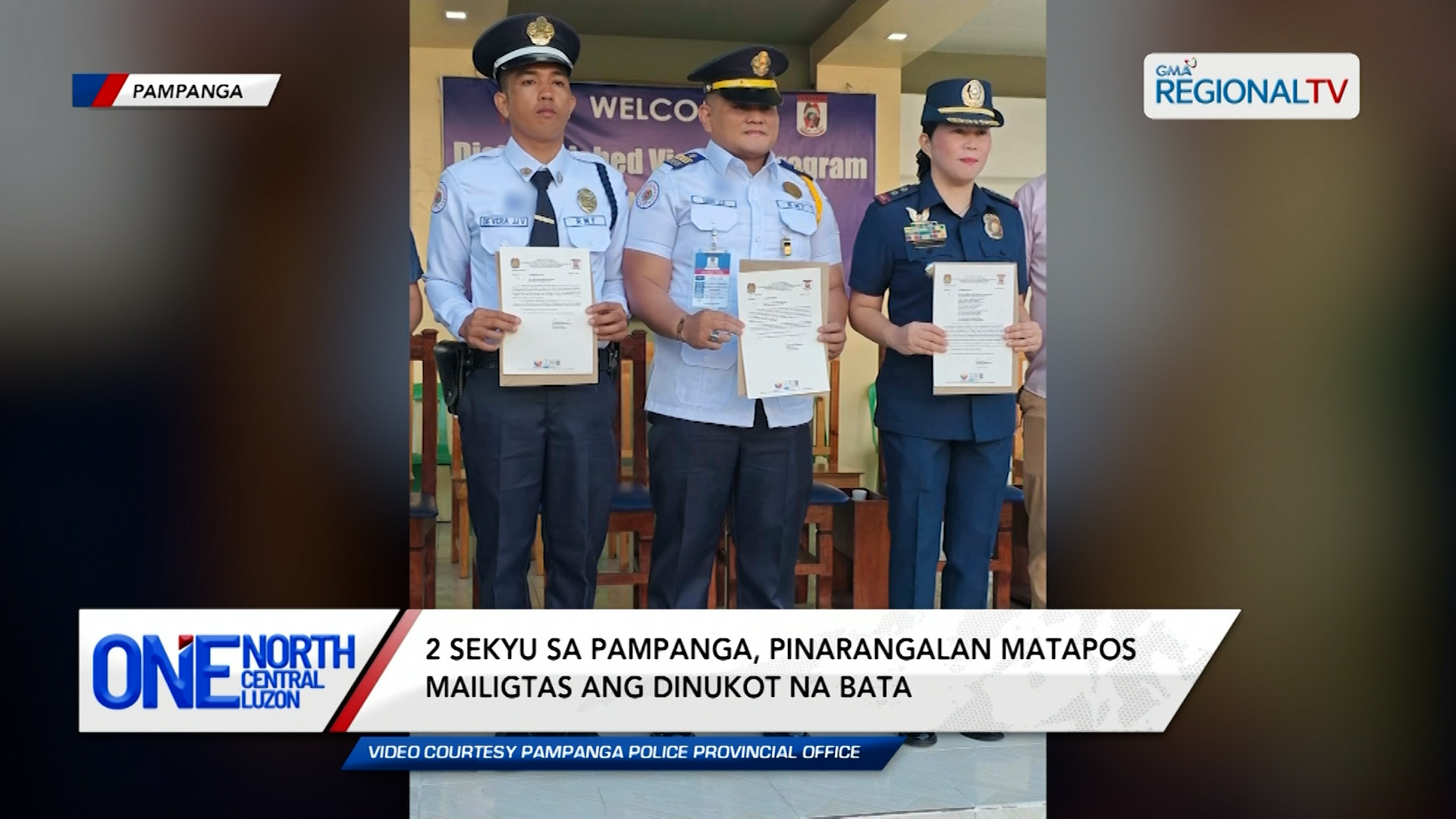 2 sekyu sa Pampanga, pinarangalan matapos mailigtas ang dinukot na bata | One North Central Luzon