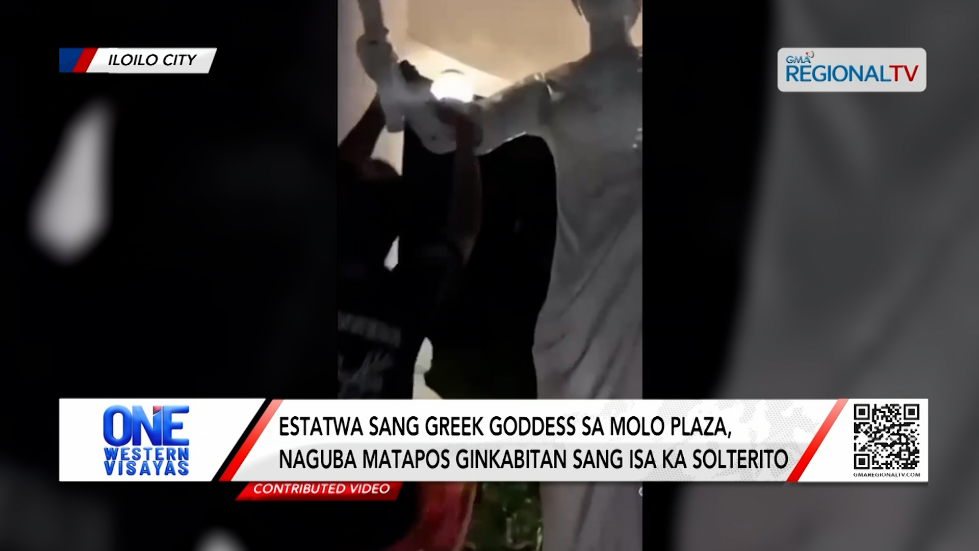 Estatwa sang Greek goddess sa Molo Plaza, ginkabitan sang solterito, naguba | One Western Visayas