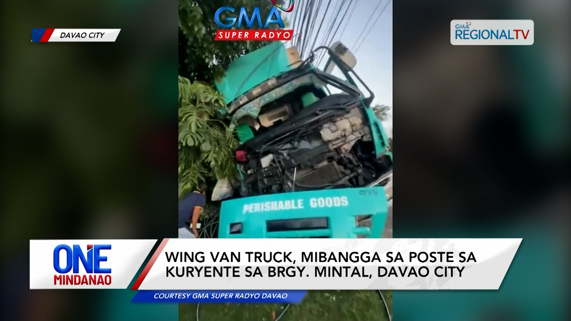 Wing van truck, mibangga sa poste sa kuryente I One Mindanao