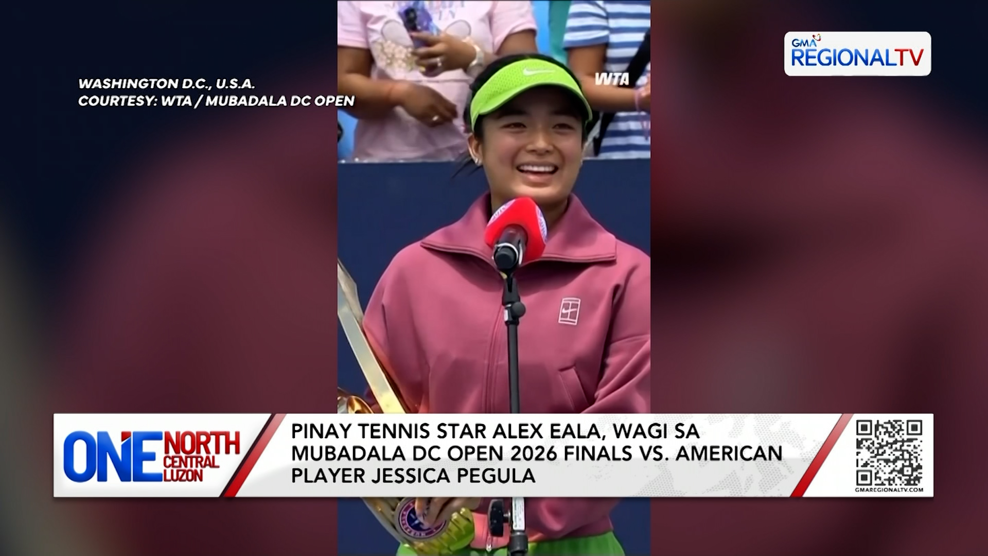 Pinay Tennis Star Alex Eala, wagi sa Mubadala DC Open 2026 Finals | One North Central Luzon