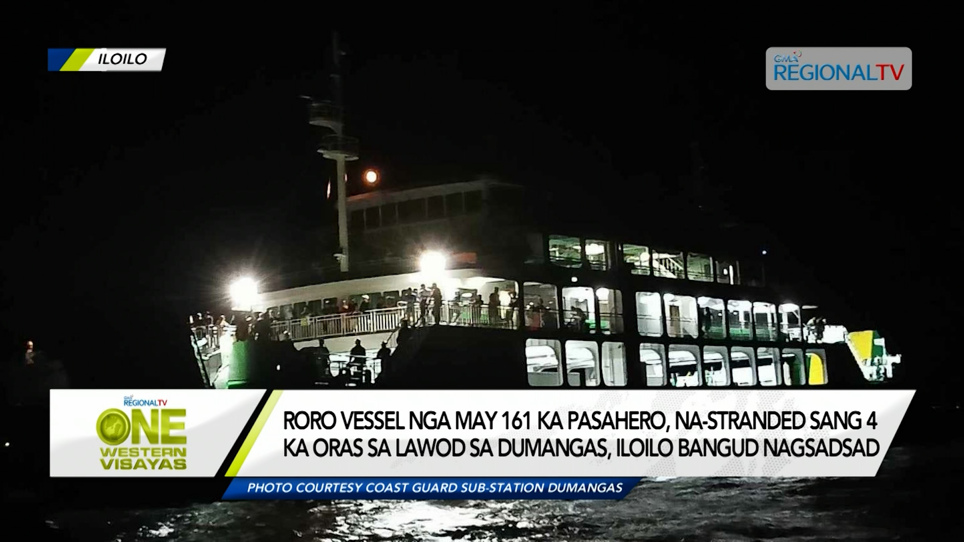 Roro vessel, nagsadsad sa Dumangas, Iloilo; 161 ka pasahero, na-stranded