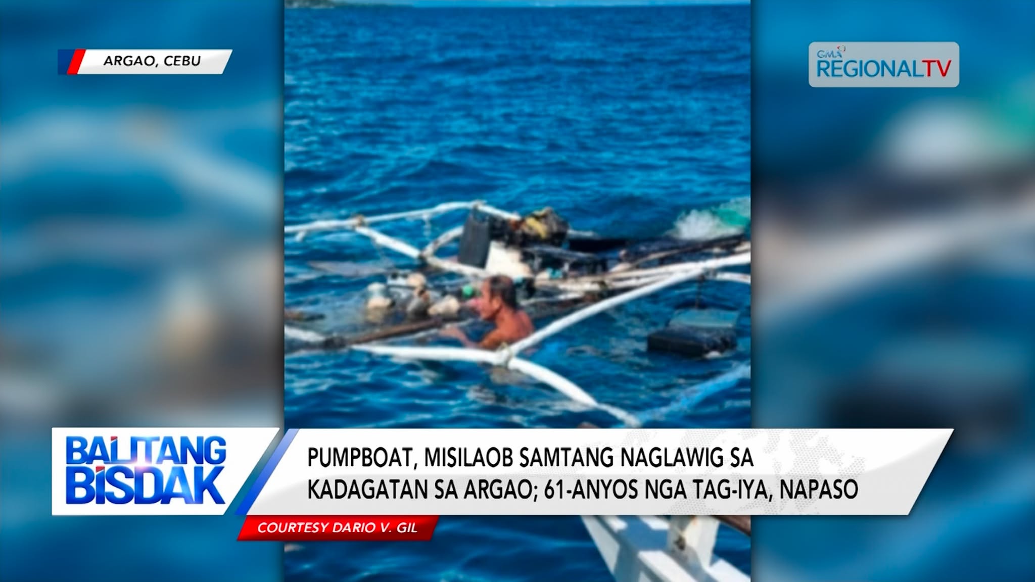 Pump boat, misilaob samtang naglawig sa kadagatan sa Argao; tag-iya, napaso