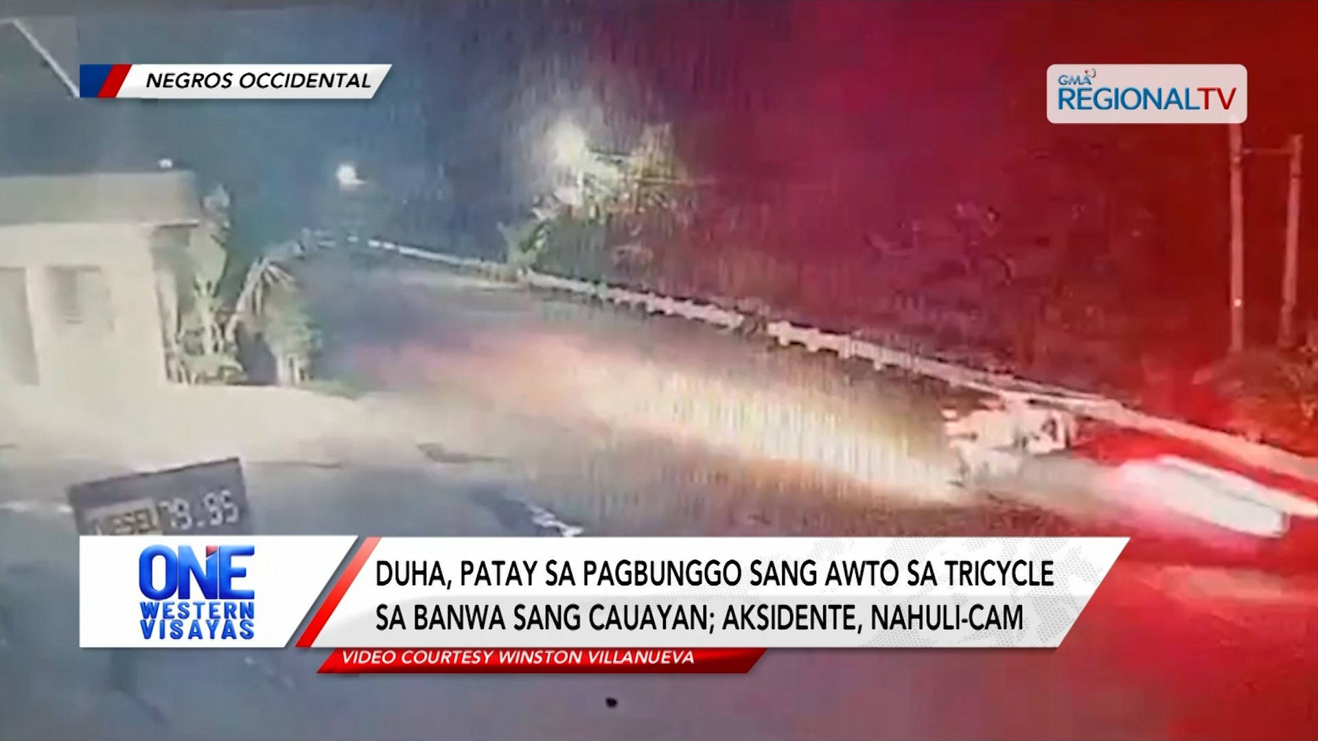 Duha, patay sa pagbunggo sang awto sa tricycle sa Cauayan; aksidente nahuli-cam| One Western Visayas