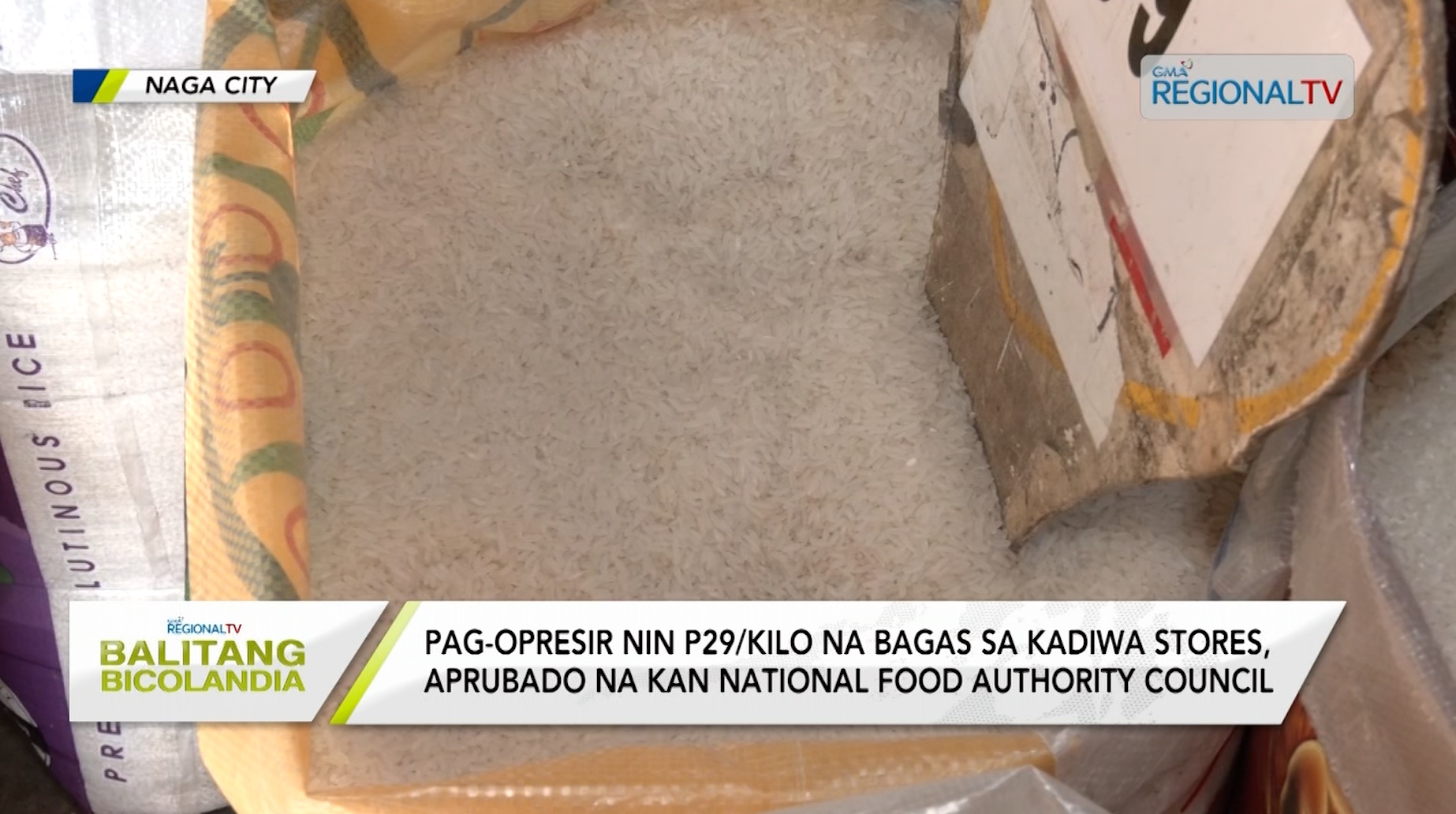 Pag-opresir nin P29/kilo bagas sa KADIWA Stores, aprubado na kan NFA Council