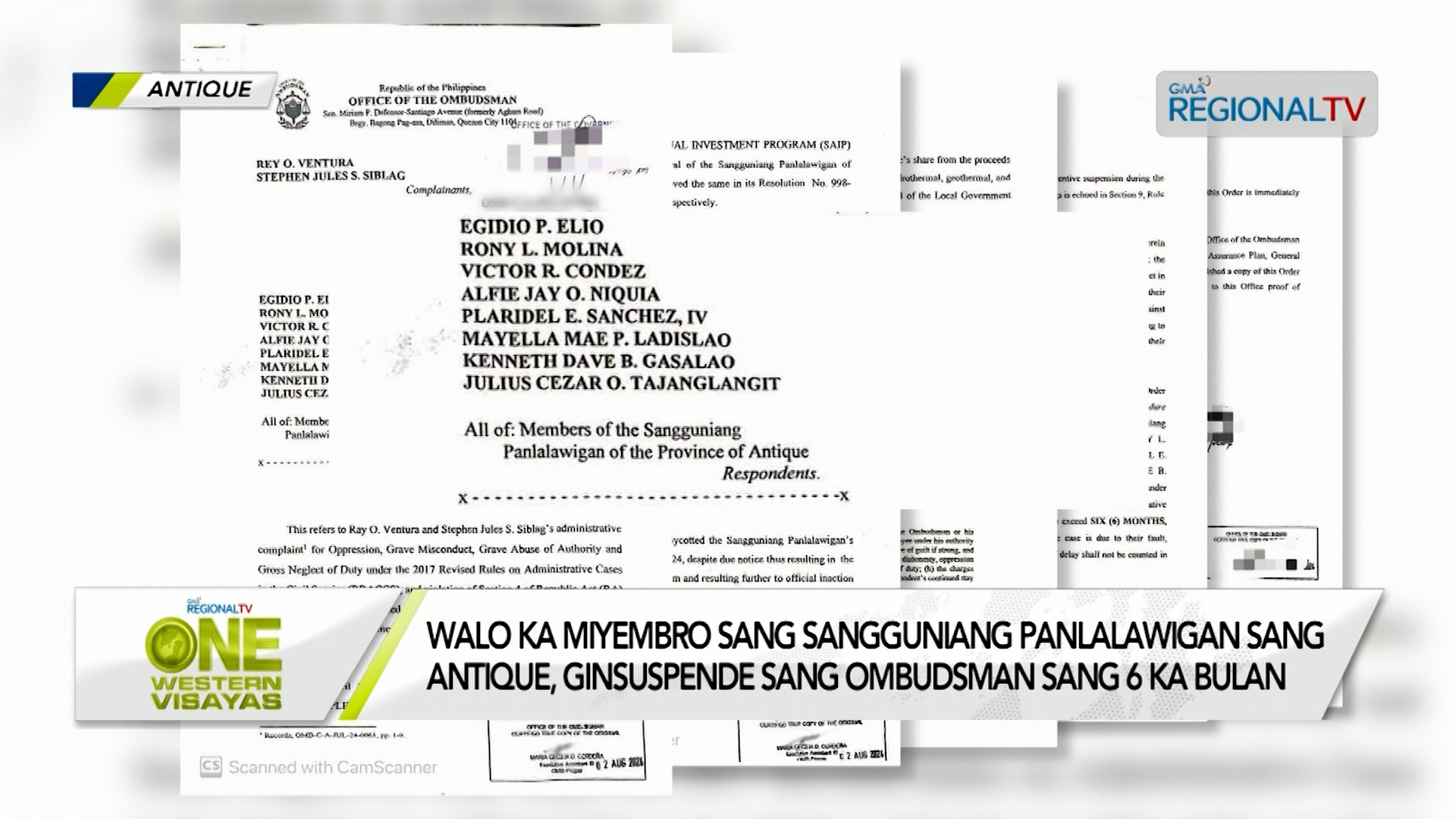 Walo ka Board Member sang Antique, ginsuspende sang Ombudsman sang 6 ka bulan