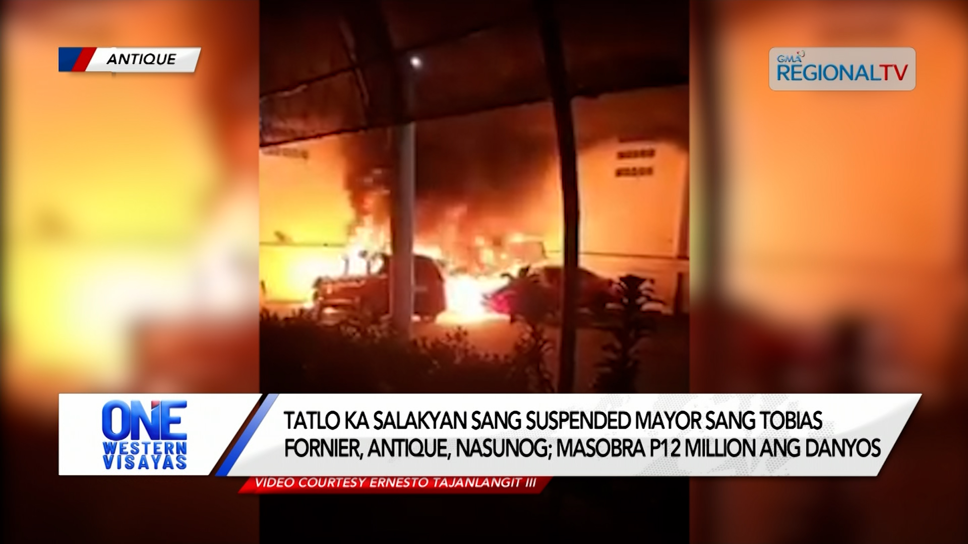 Tatlo ka salakyan sang suspended mayor sang Tobias Fornier, Antique, nasunog