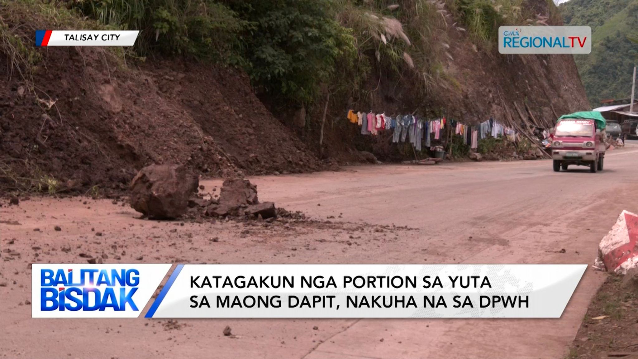 Natabunang dapit sa pagdahili sa yuta sa Manipis-Toledo road, gipaagian na