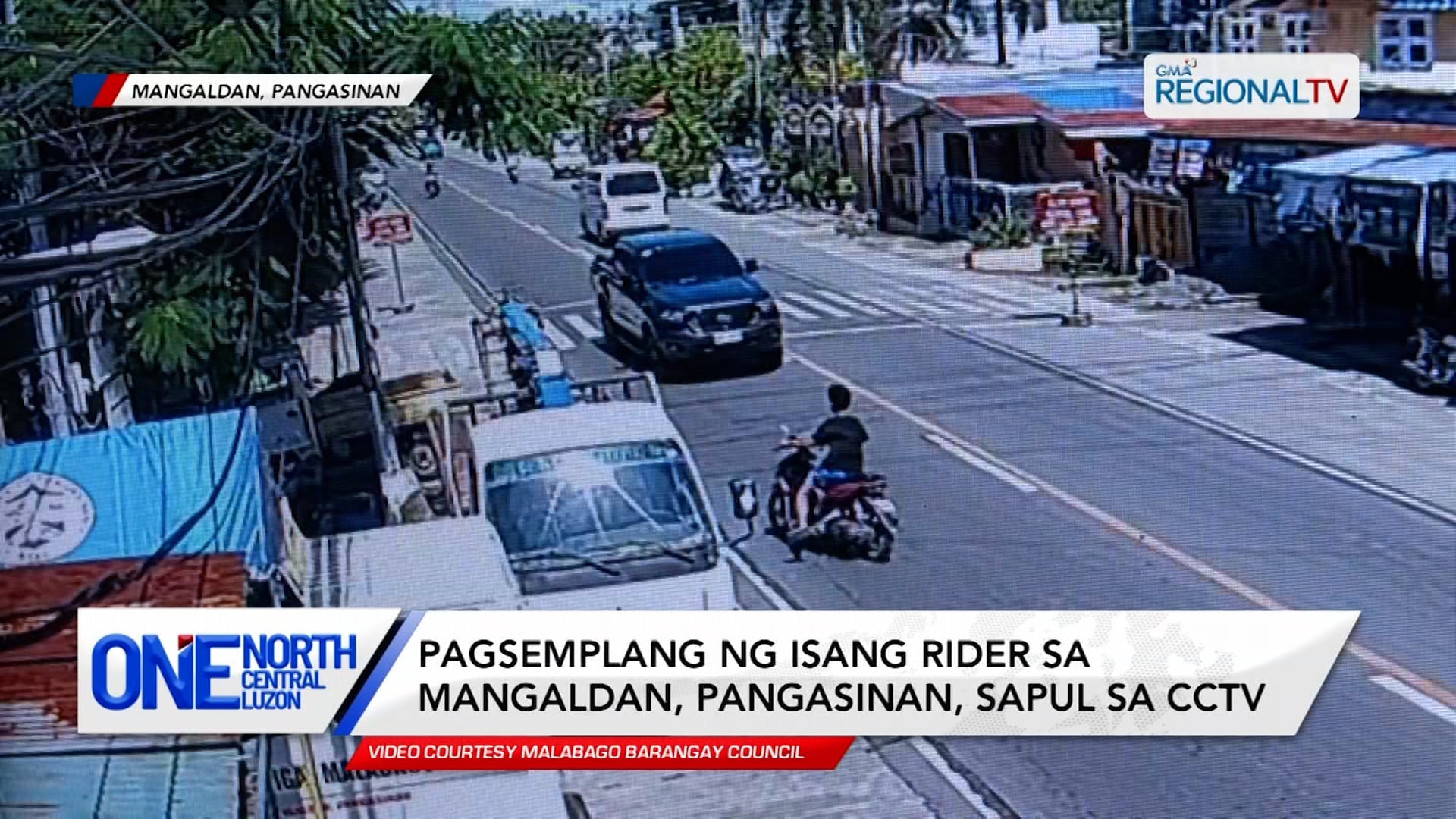 Pagsemplang ng isang rider sa Mangaldan, Pangasinan, sapul sa CCTV