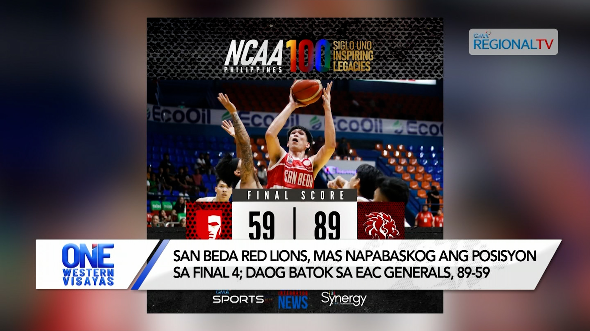 San Beda Red Lions mas napabaskog ang posisyon sa final 4; daog sa EAC Generals