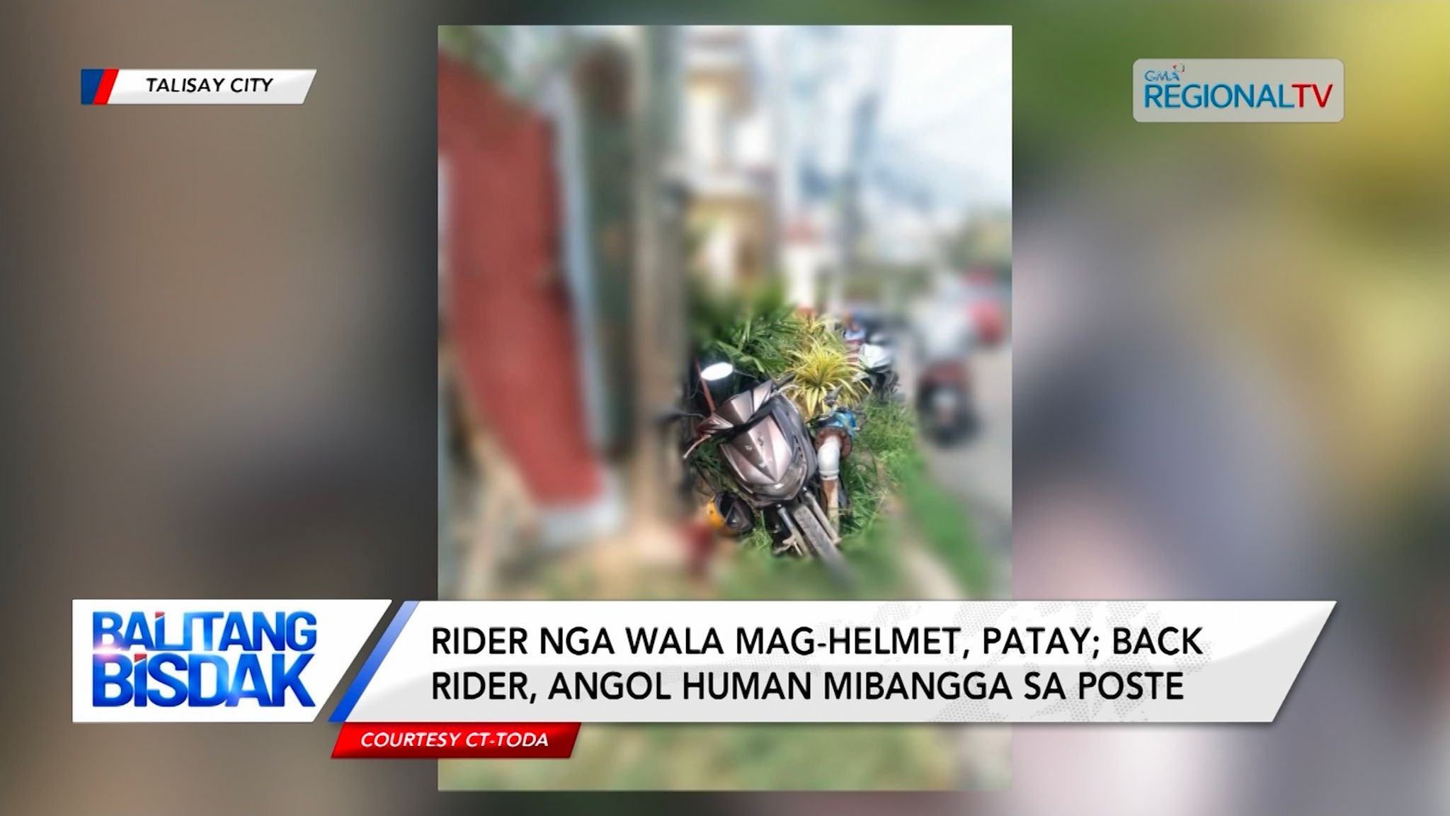 Rider nga wala mag-helmet, patay; Back rider, angol human mibangga sa poste