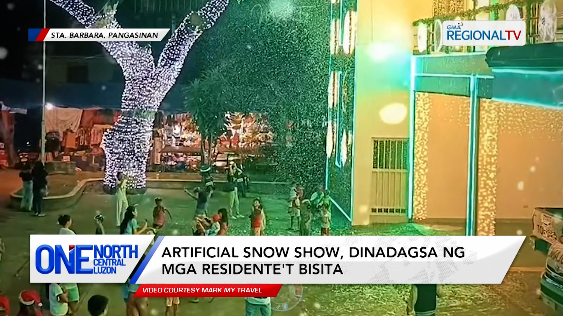 Artificial snow show sa Sta. Barbara, Pangasinan, dinadagsa