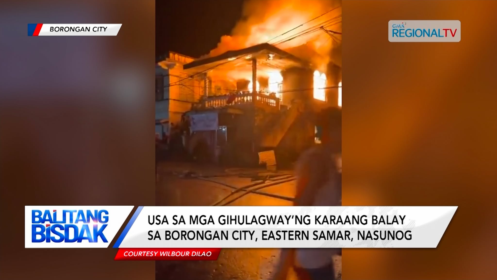 Gihulagway’ng karaang balay sa Borongan City, Eastern Samar, nasunog