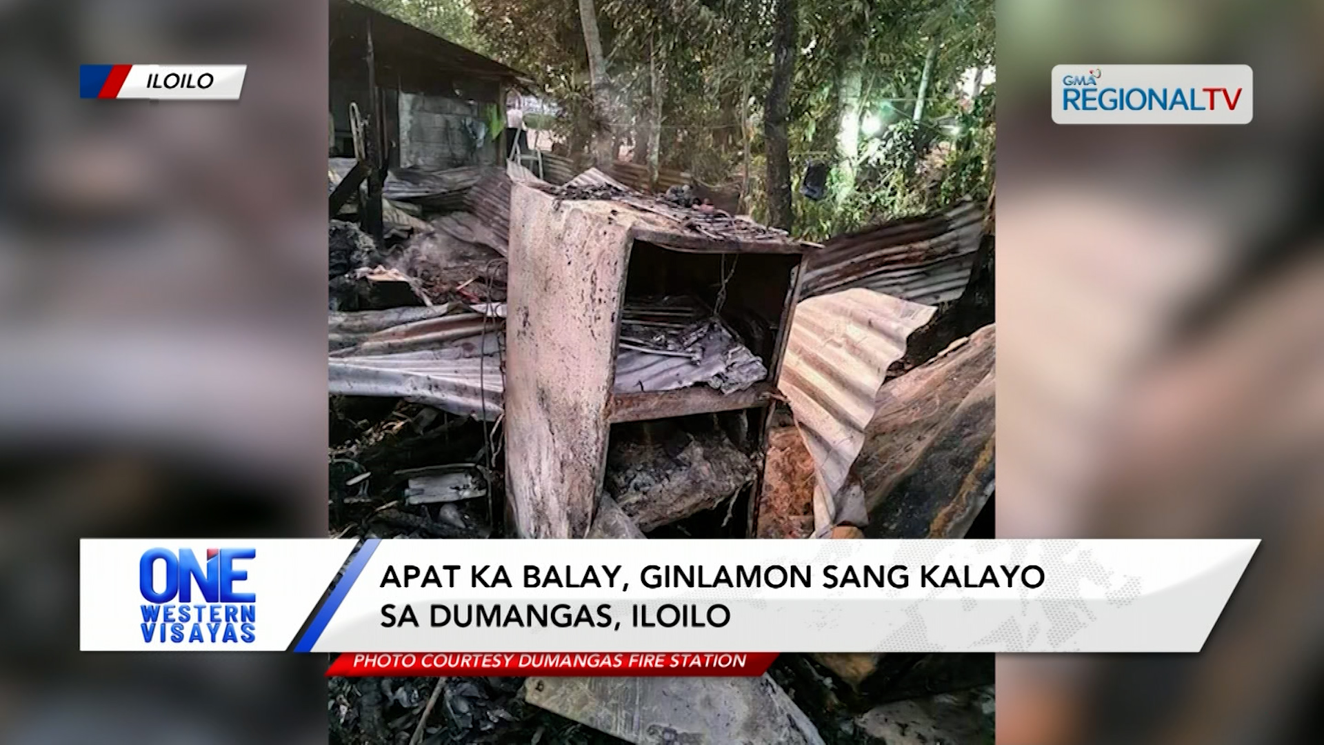 Apat ka balay, ginlamon sang kalayo sa Dumangas, Iloilo.
