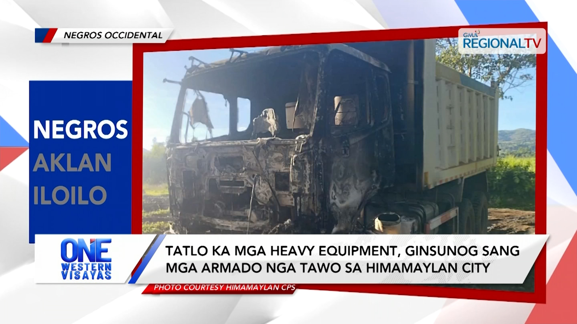 Tatlo ka heavy equipment, ginsunog sang mga armado nga tawo sa Himamaylan City