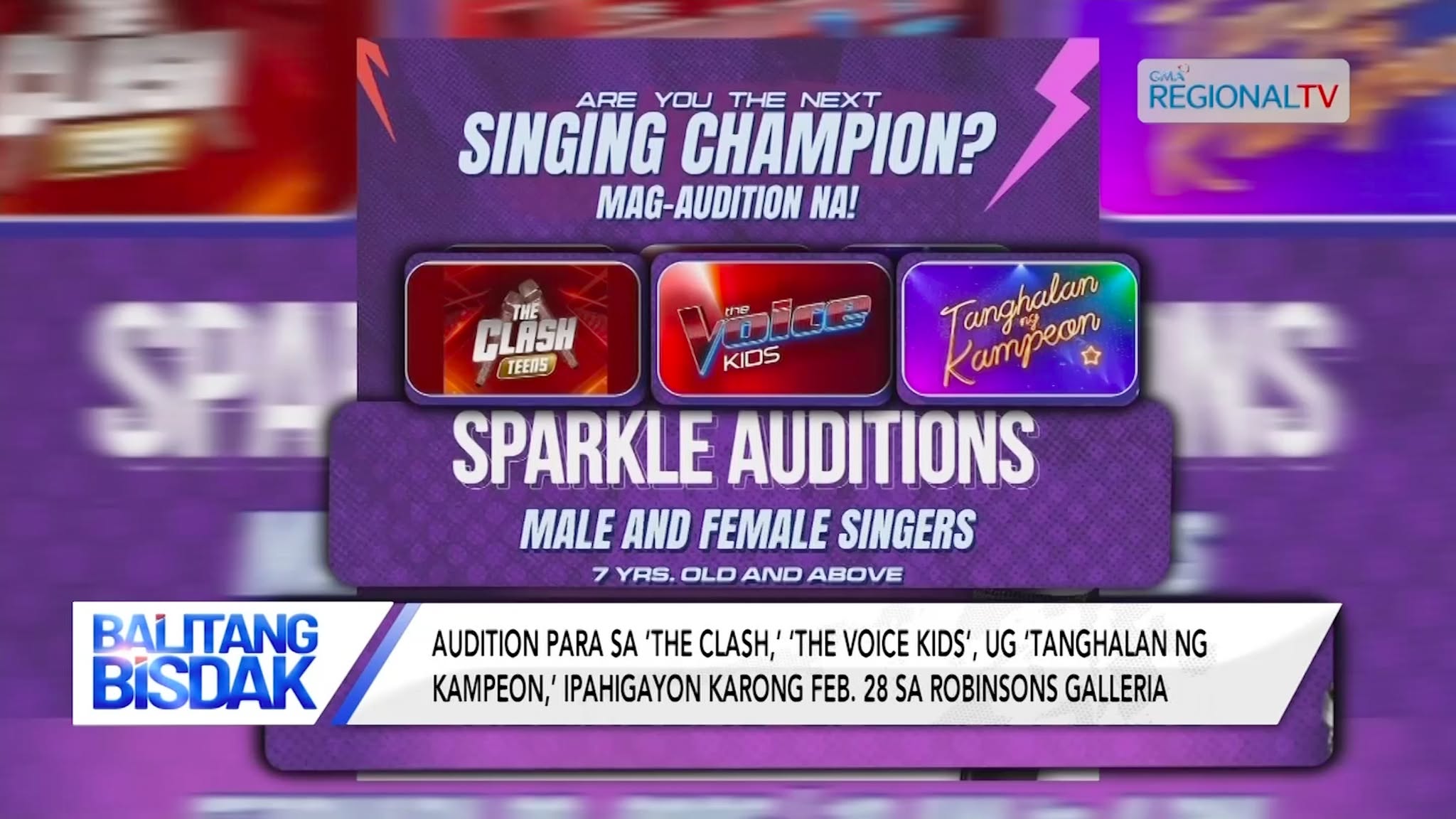 Audition sa ’The Clash,’ ‘The Voice Kids’, ug ‘Tanghalan ng Kampeon,’ Ipahigayon | Balitang Bisdak