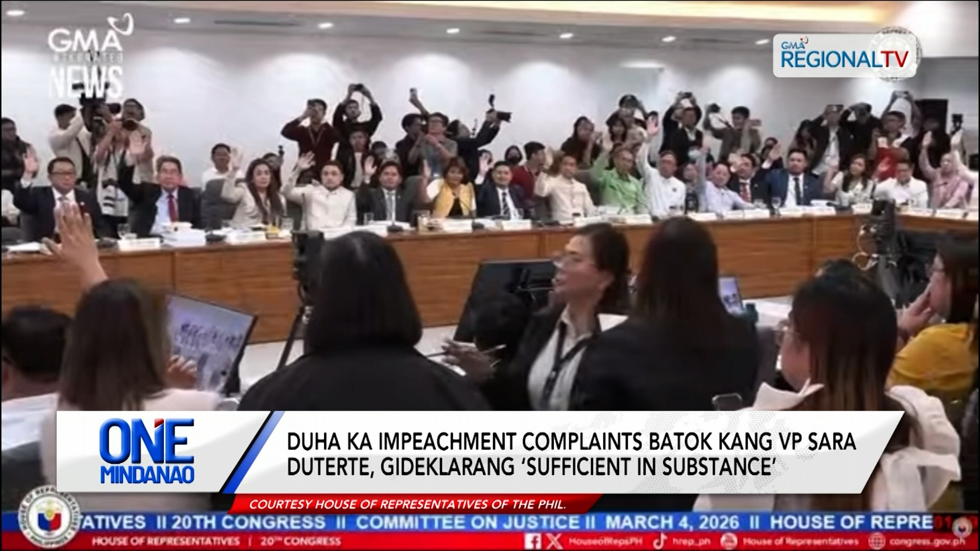 1AImpeachment complaints batok VPSD, gideklarang ‘sufficient in substance’ | One Mindanao