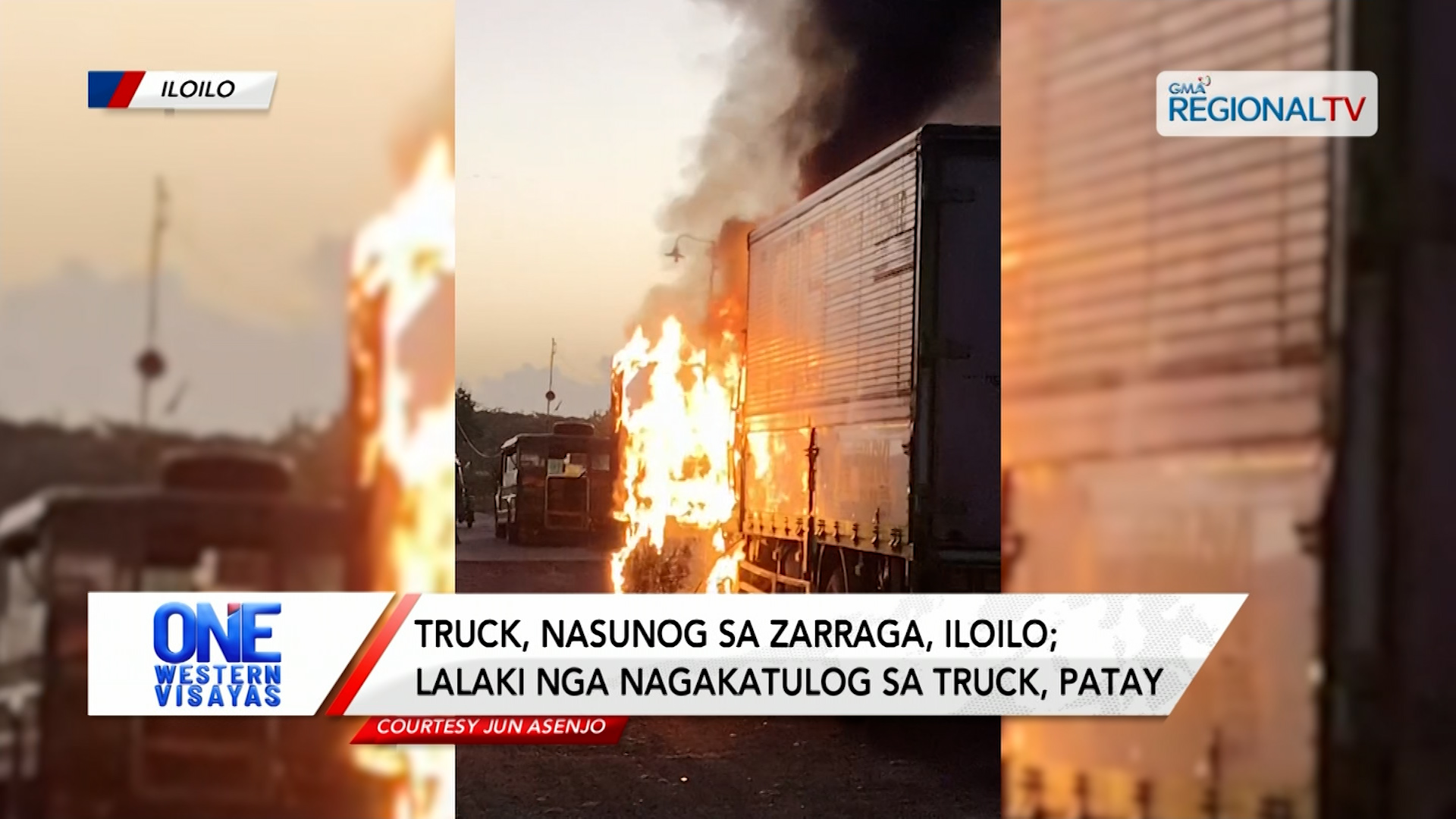 Truck, nasunog sa Zarraga, Iloilo; lalaki nga nagakatulog sa truck, patay | One Western Visayas