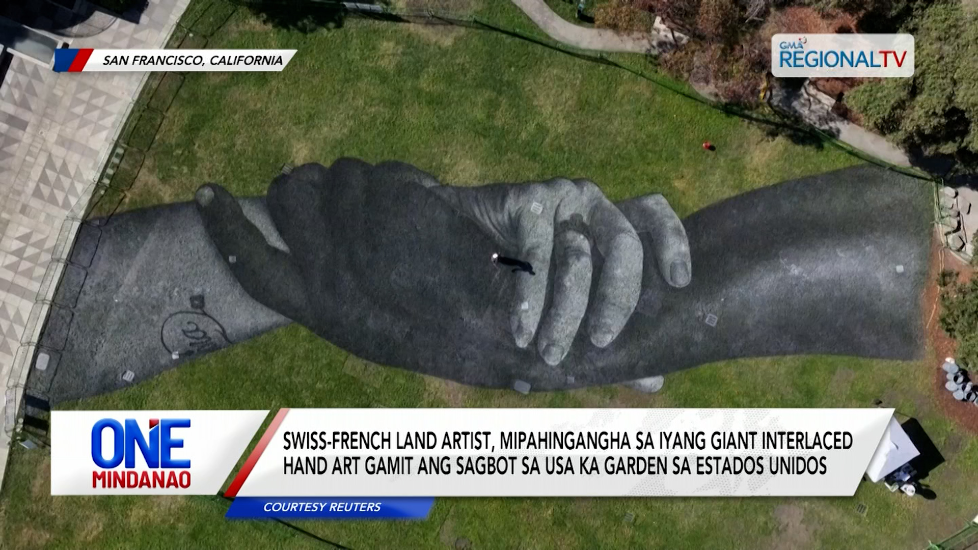 Swiss-French Land Artist, mipahingangha sa iyang giant interlaced hand art I One Mindanao