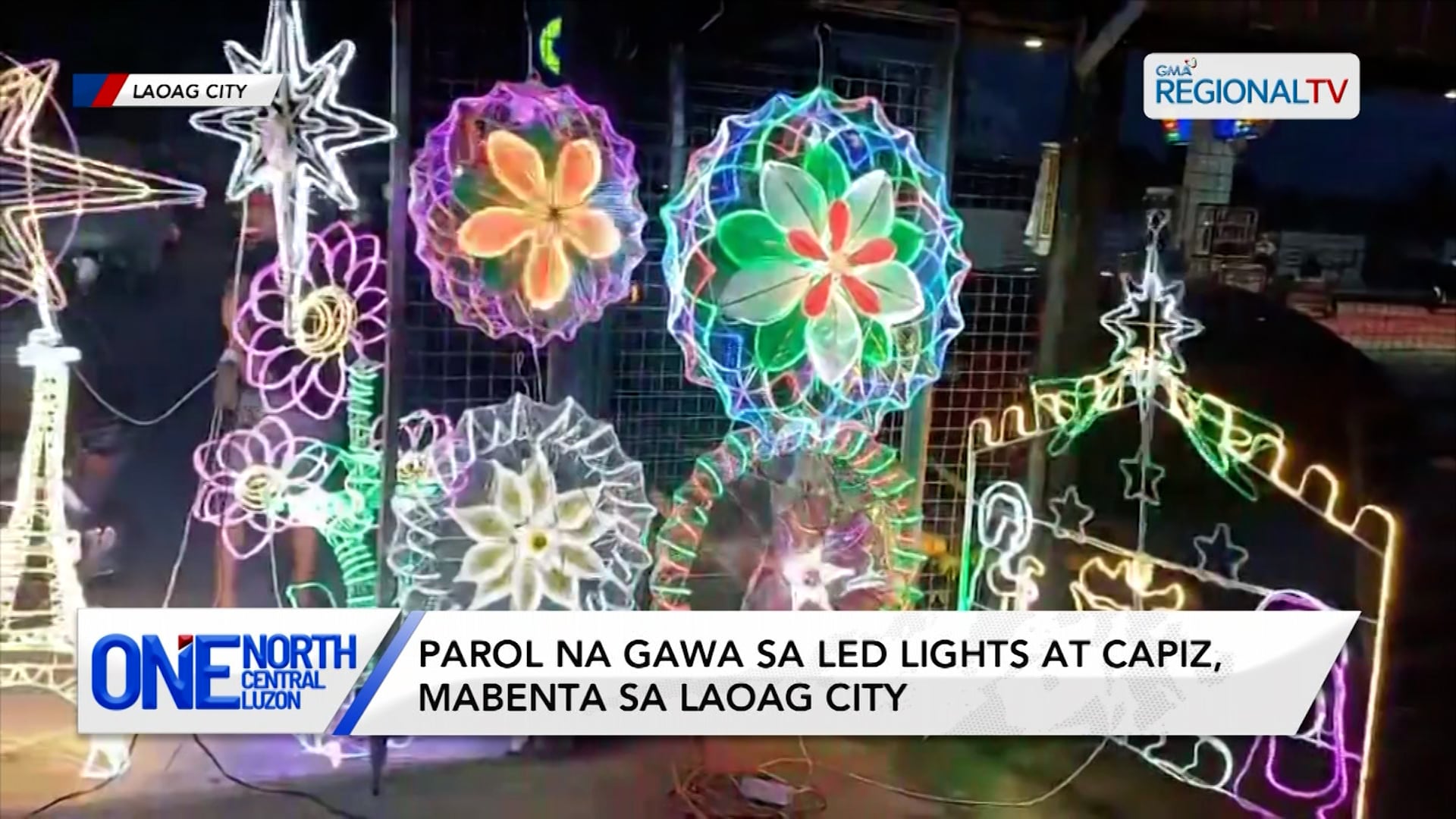 Parol na gawa sa led lights at capiz, mabenta sa Laoag City