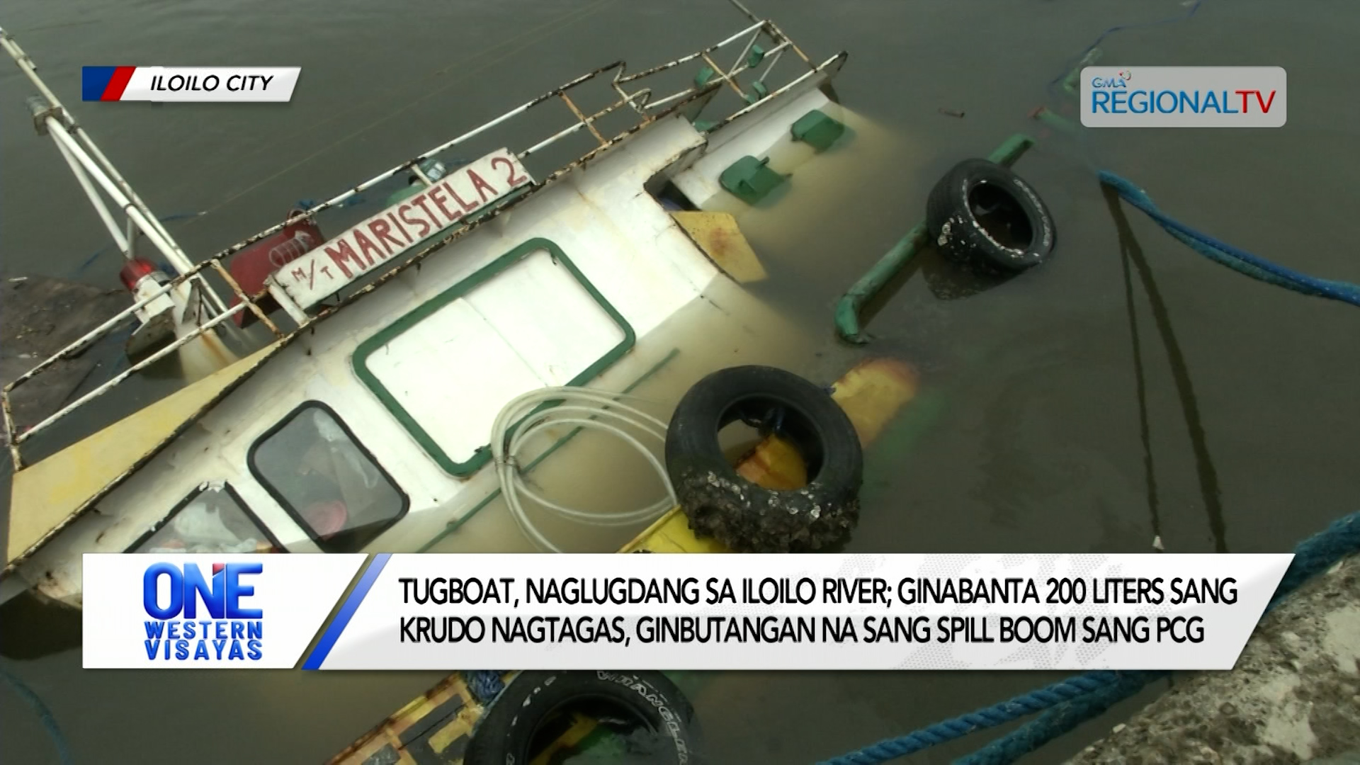 Tugboat, naglugdang sa Iloilo River; ginabanta 200 liters sang krudo nagtagas