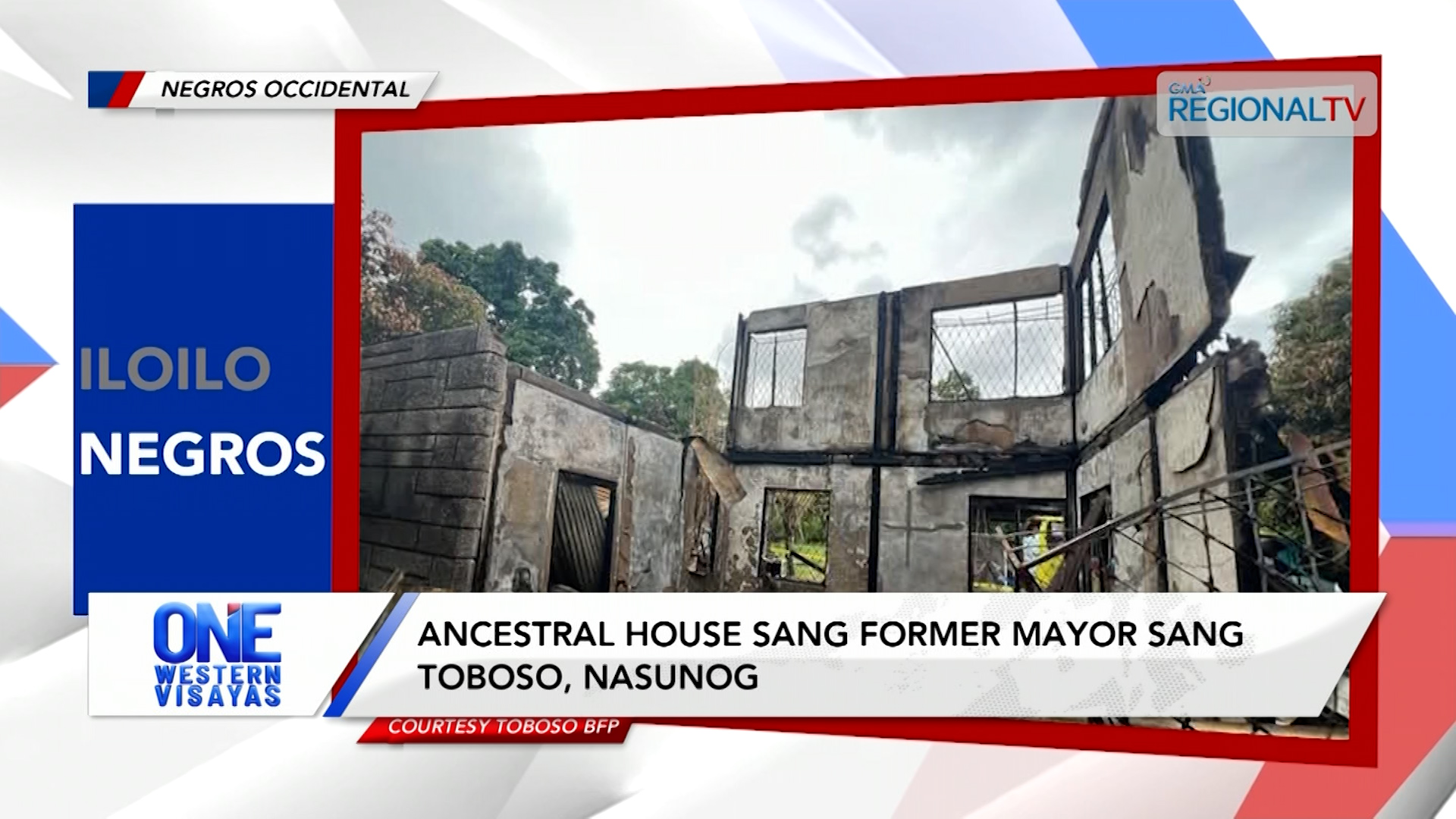 Ancestral house sang former mayor sang Toboso, nasunog