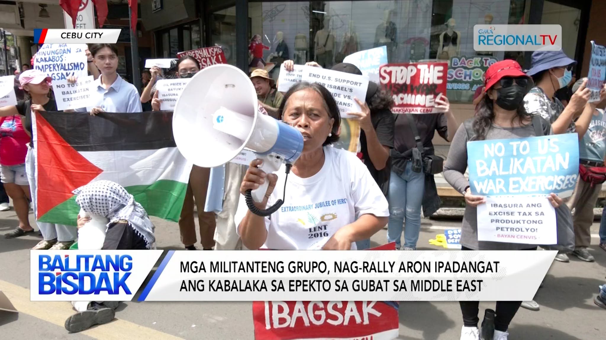 Mga militanteng grupo, nag-rally aron ipadangat ang epekto sa gubat sa Middle East