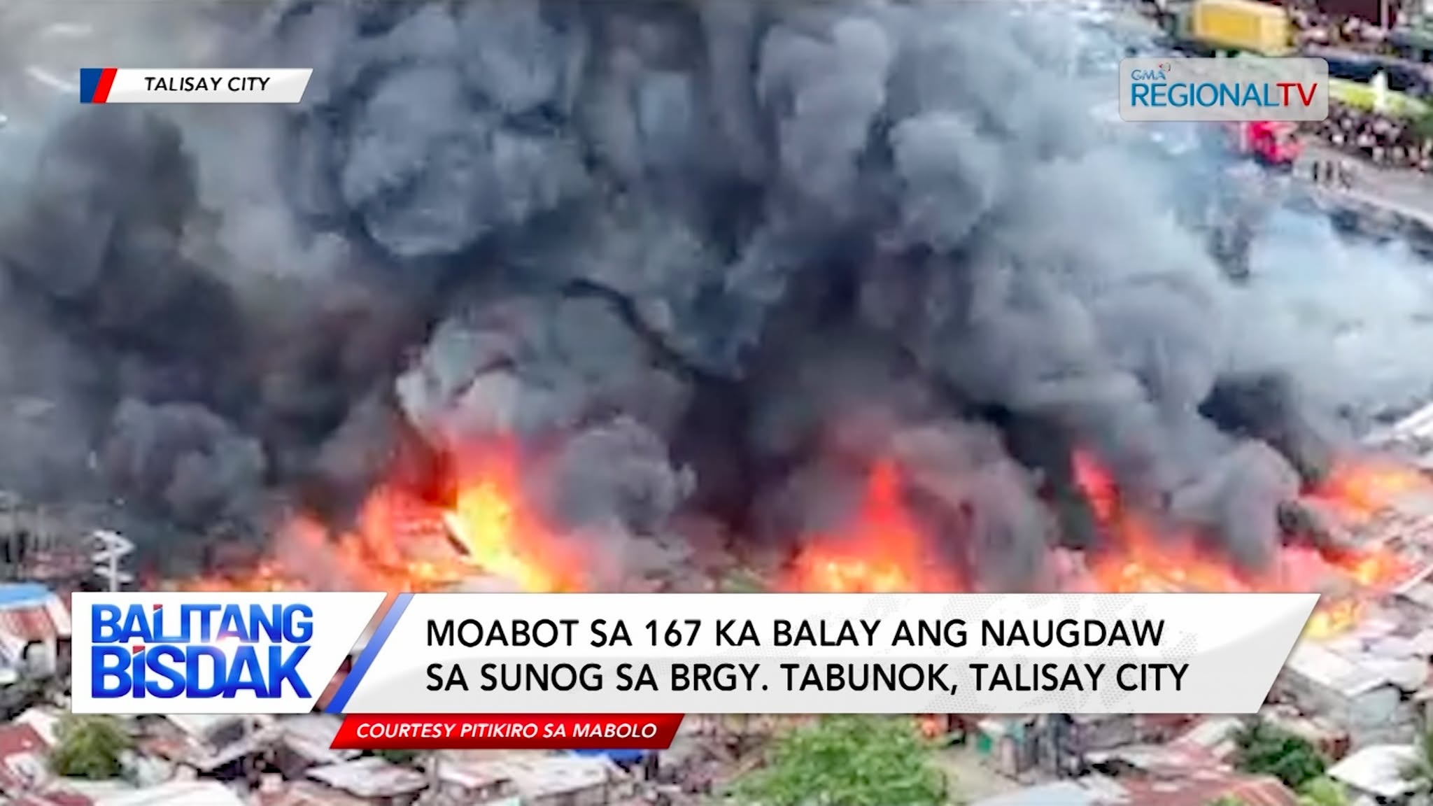 Moabot sa 167 ka balay ang naugdaw sa sunog sa Brgy. Tabunok, Talisay City