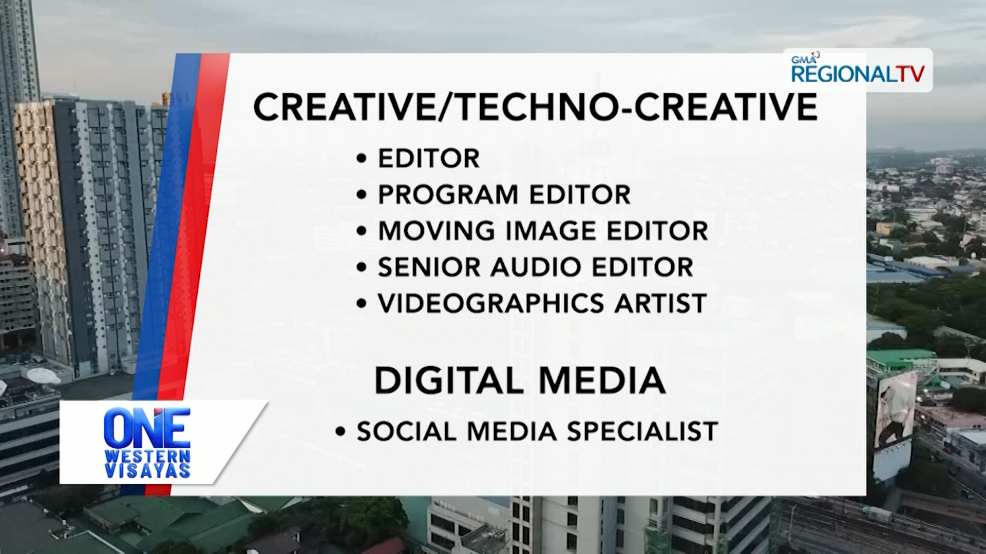 Mga bakante nga posisyon sa GMA Network nga sarang aplayan | One Western Visayas