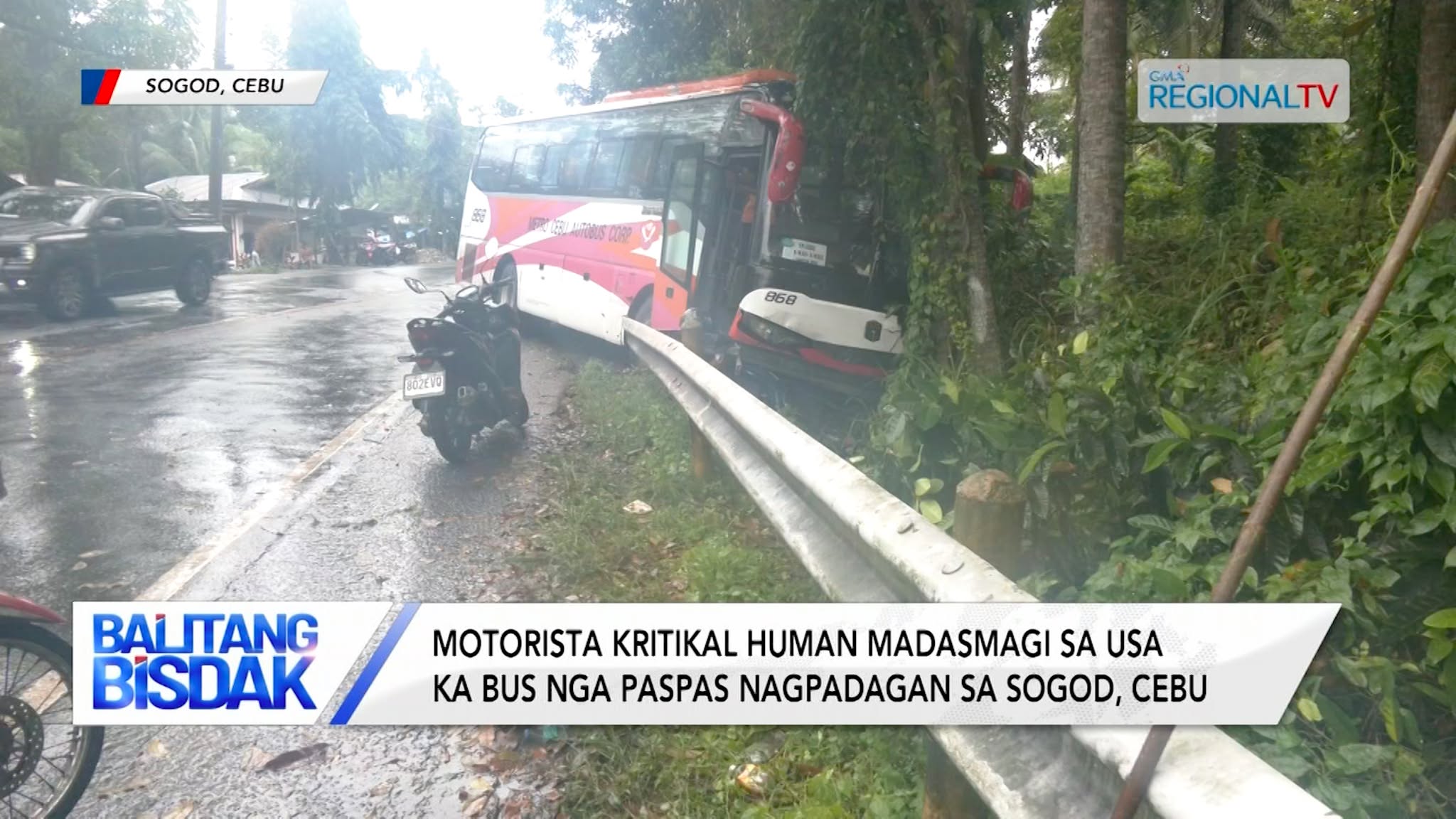 Motorista ug Bus Driver, naaksidente sa Sogod, Cebu | Balitang Bisdak