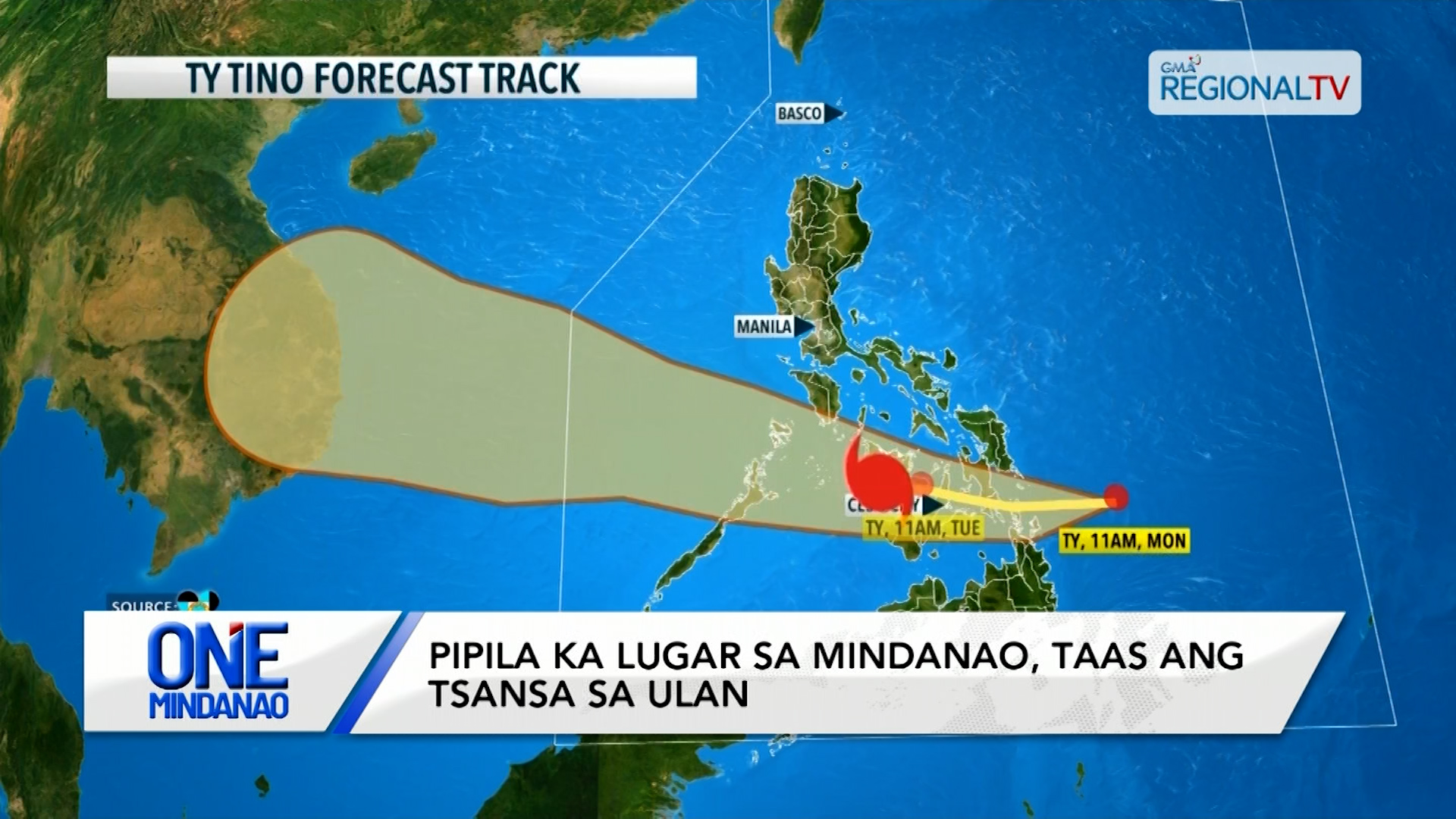 Bagyong Tino, posibleng mag-landfall karong gabii o unyang kadlawon | One Mindanao