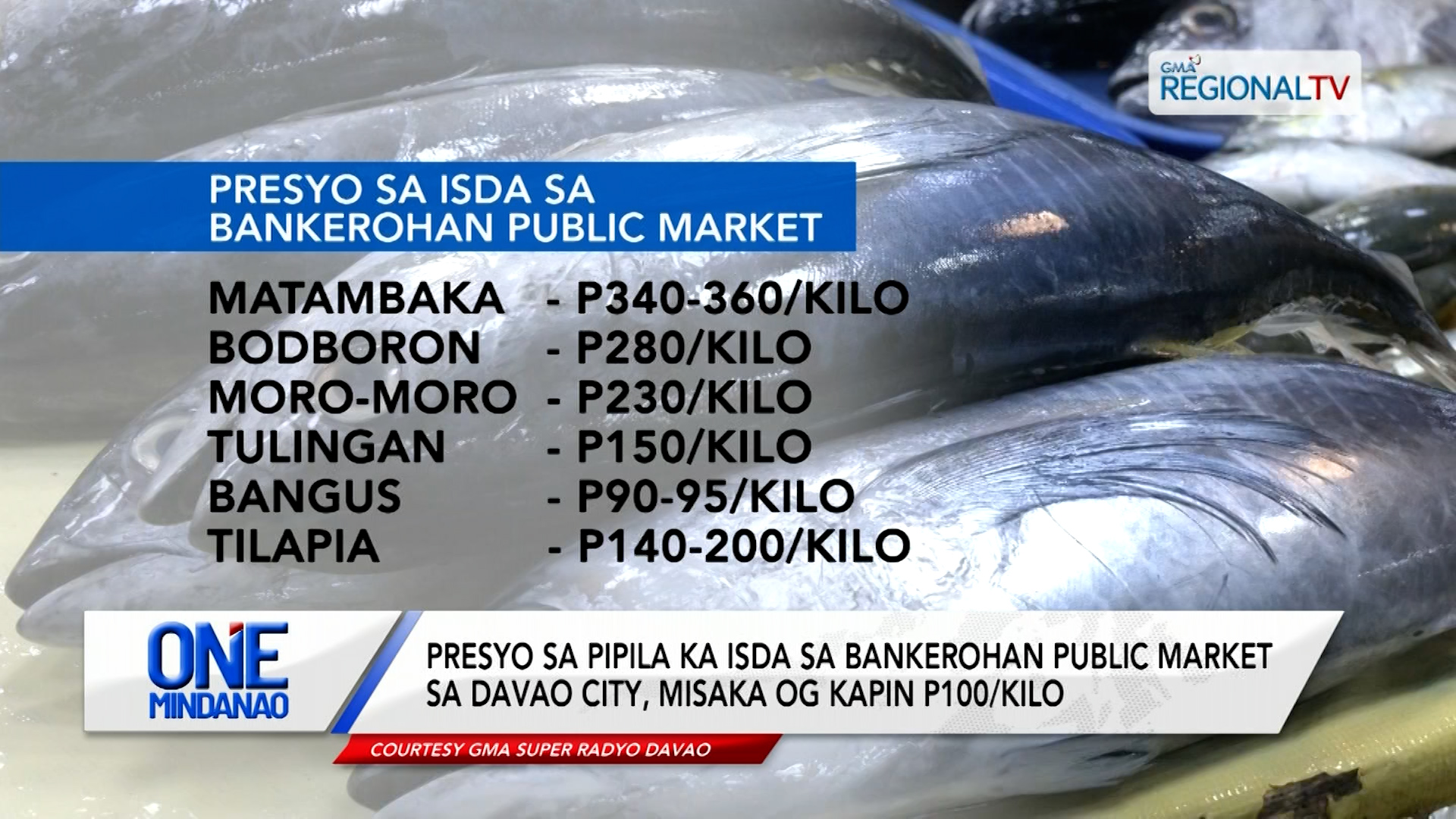 Presyo sa pipila ka isda sa Bankerohan Public Market sa Davao City, misaka | One Mindanao