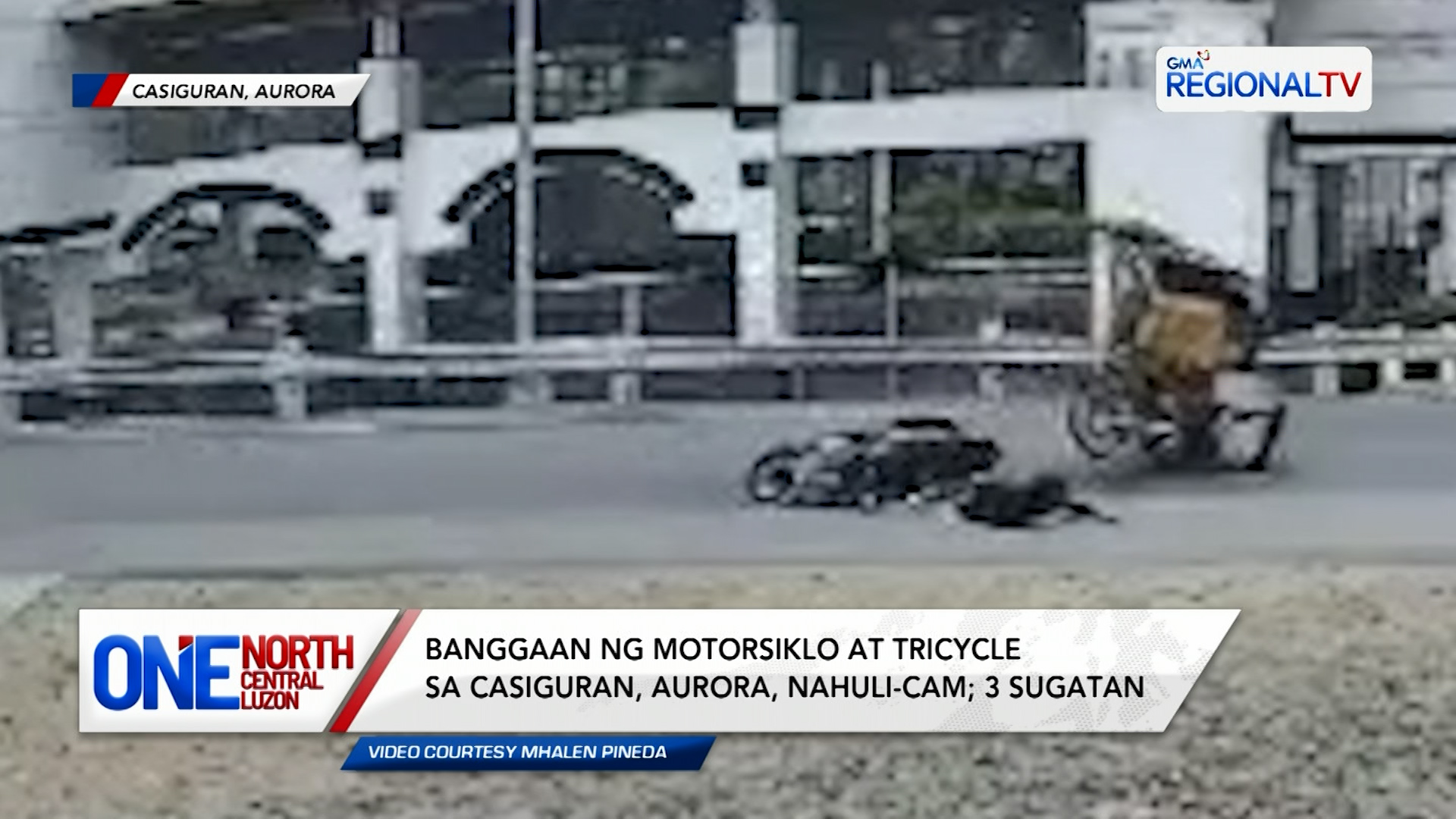 Banggaan ng motorsiklo at tricycle sa Casiguran, Aurora, nahuli-cam | One North Central Luzon