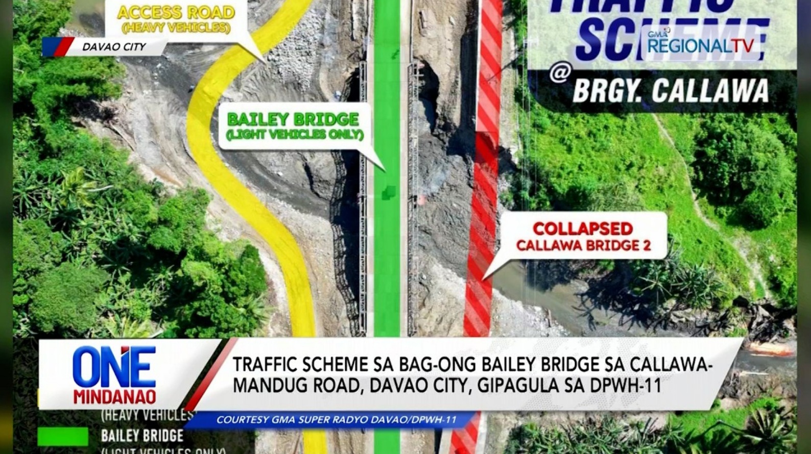 Traffic scheme sa bag-ong Bailey Bridge sa Callawa-Mandug Road, gipagula I One Mindanao