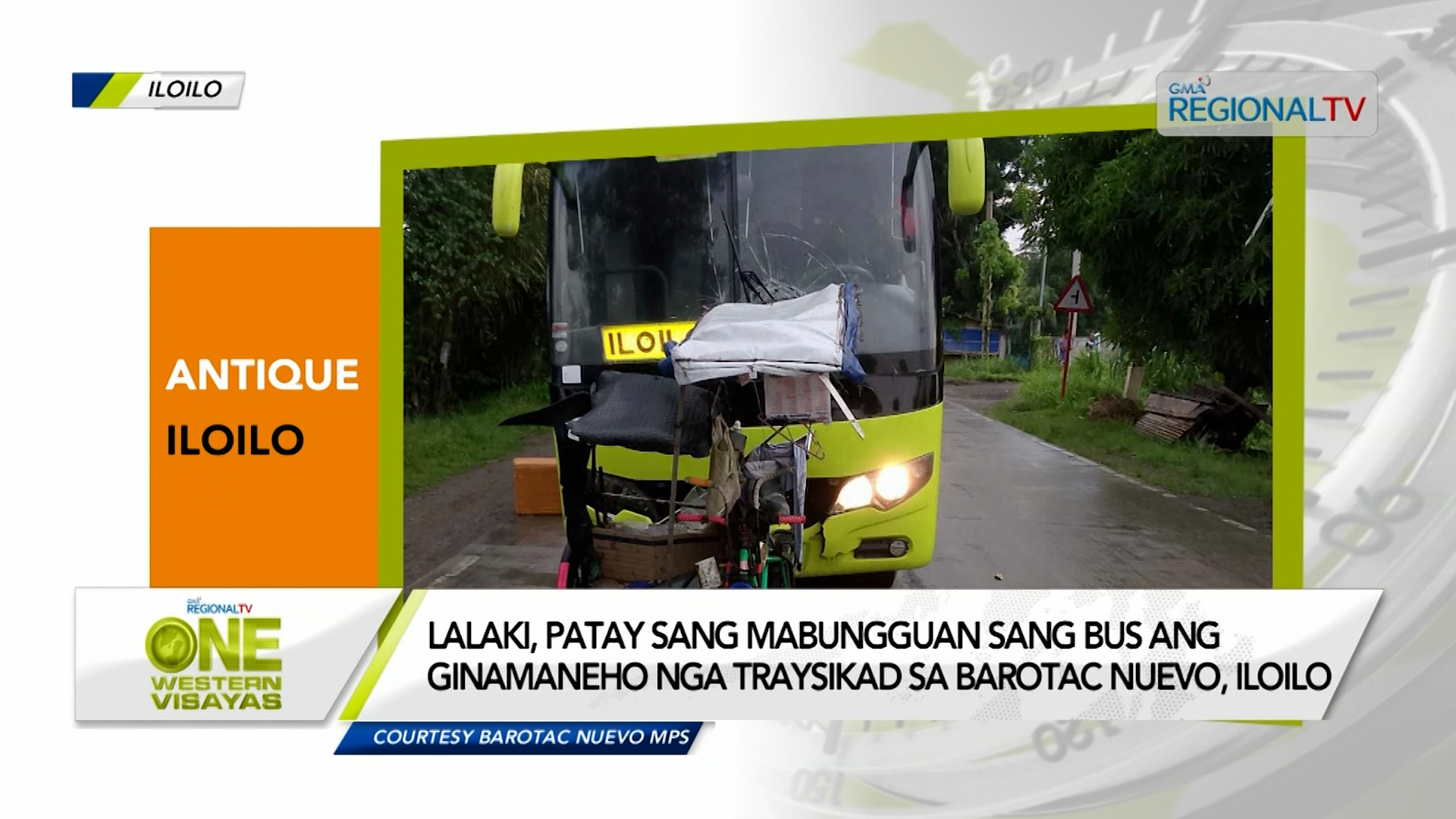 Lalaki, patay sang mabungguan sang bus ang iya traysikad sa Barotac Nuevo