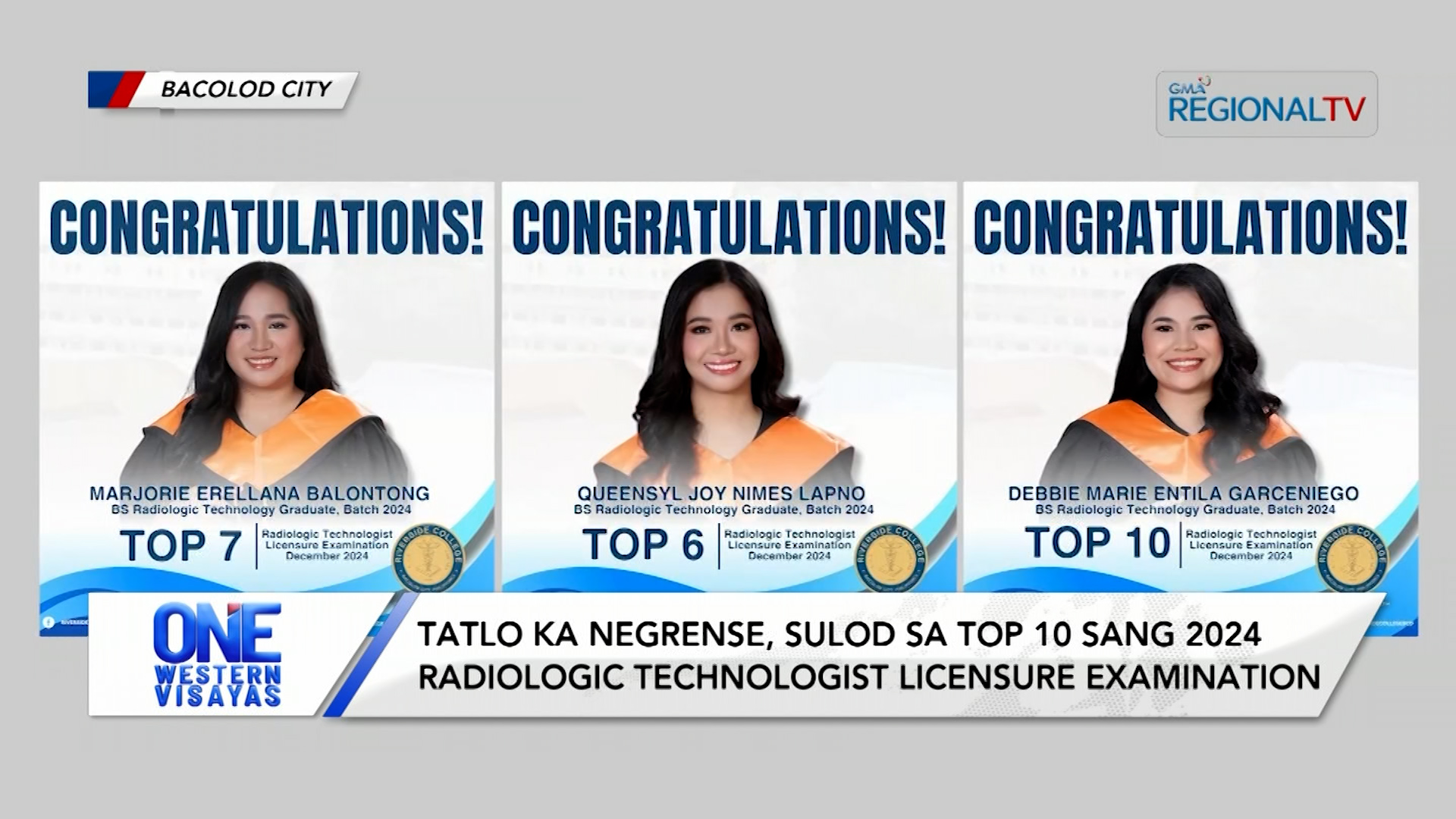 3 ka Negrense, sulod sa top 10 sang 2024 Radiologic Technologist Licensure Exam