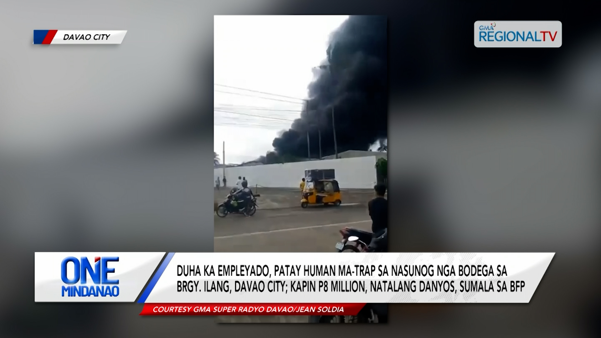 Duha ka empleyado, patay human ma-trap sa nasunog nga bodega sa Davao City