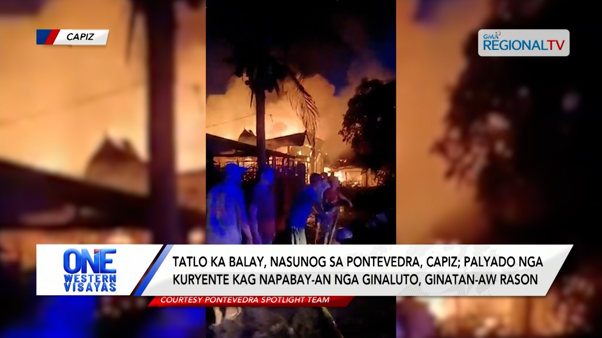 Tatlo ka balay, nasunog sa Pontevedra, Capiz