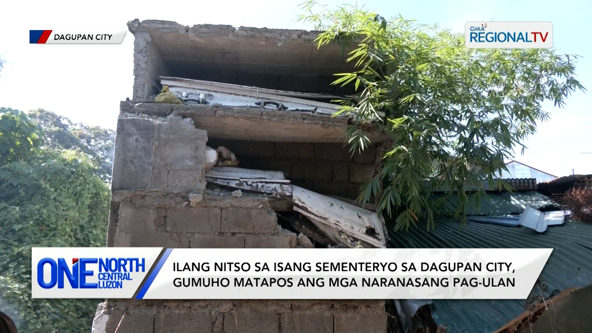 Ilang nitso sa isang sementeryo sa Dagupan City, gumuho | One North Central Luzon