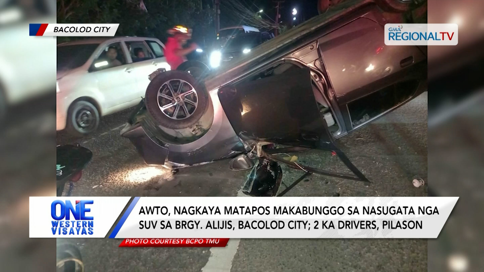 Awto, nagbaliskad matapos makabunggo sa nasugata nga SUV sa Bacolod City | One Western Visayas