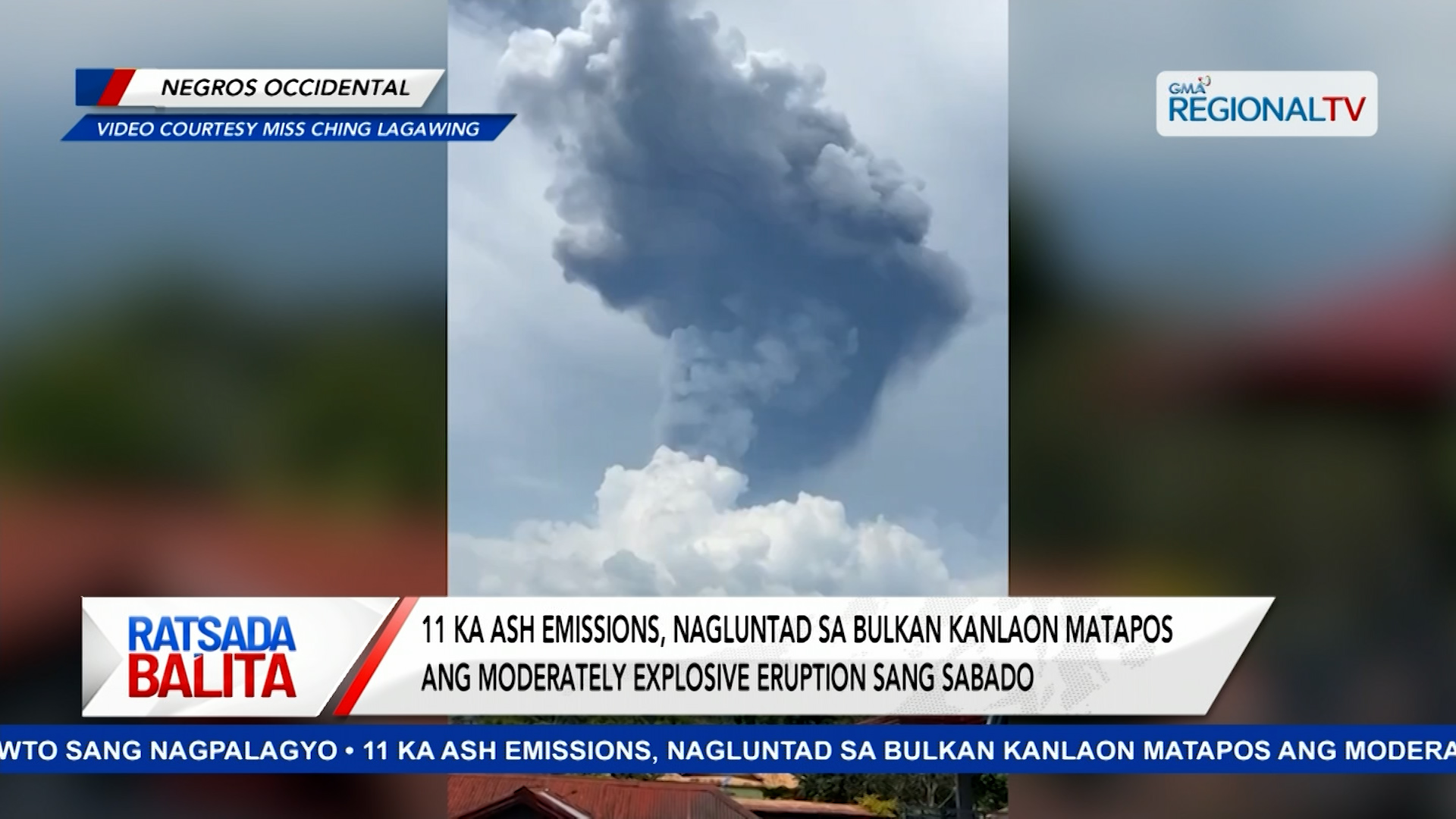 11 ka ash emissions, nagluntad sa Bulkan Kanlaon matapos naglupok sang Sabado | Ratsada Balita