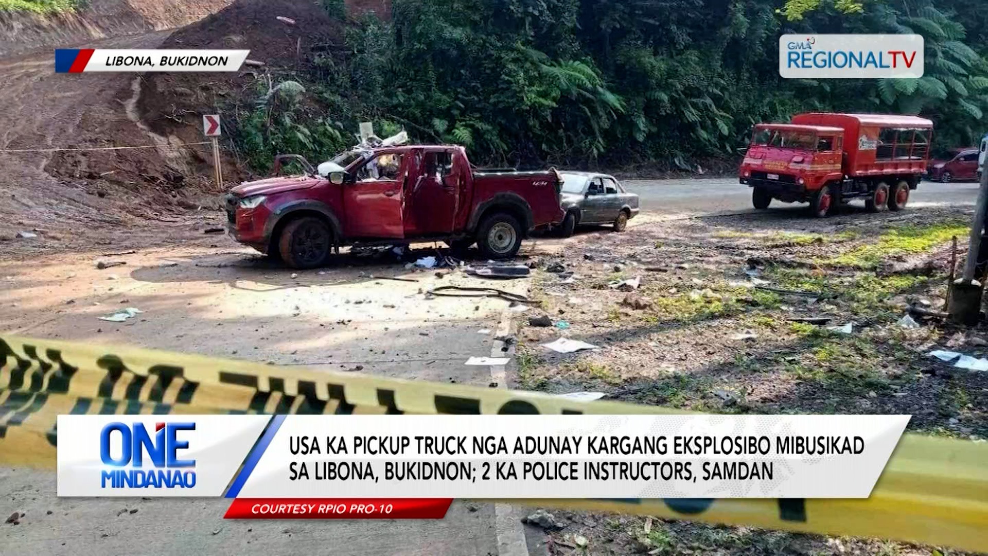 Pickup truck nga adunay kargang eksplosibo mibusikad sa Libona, Bukidnon