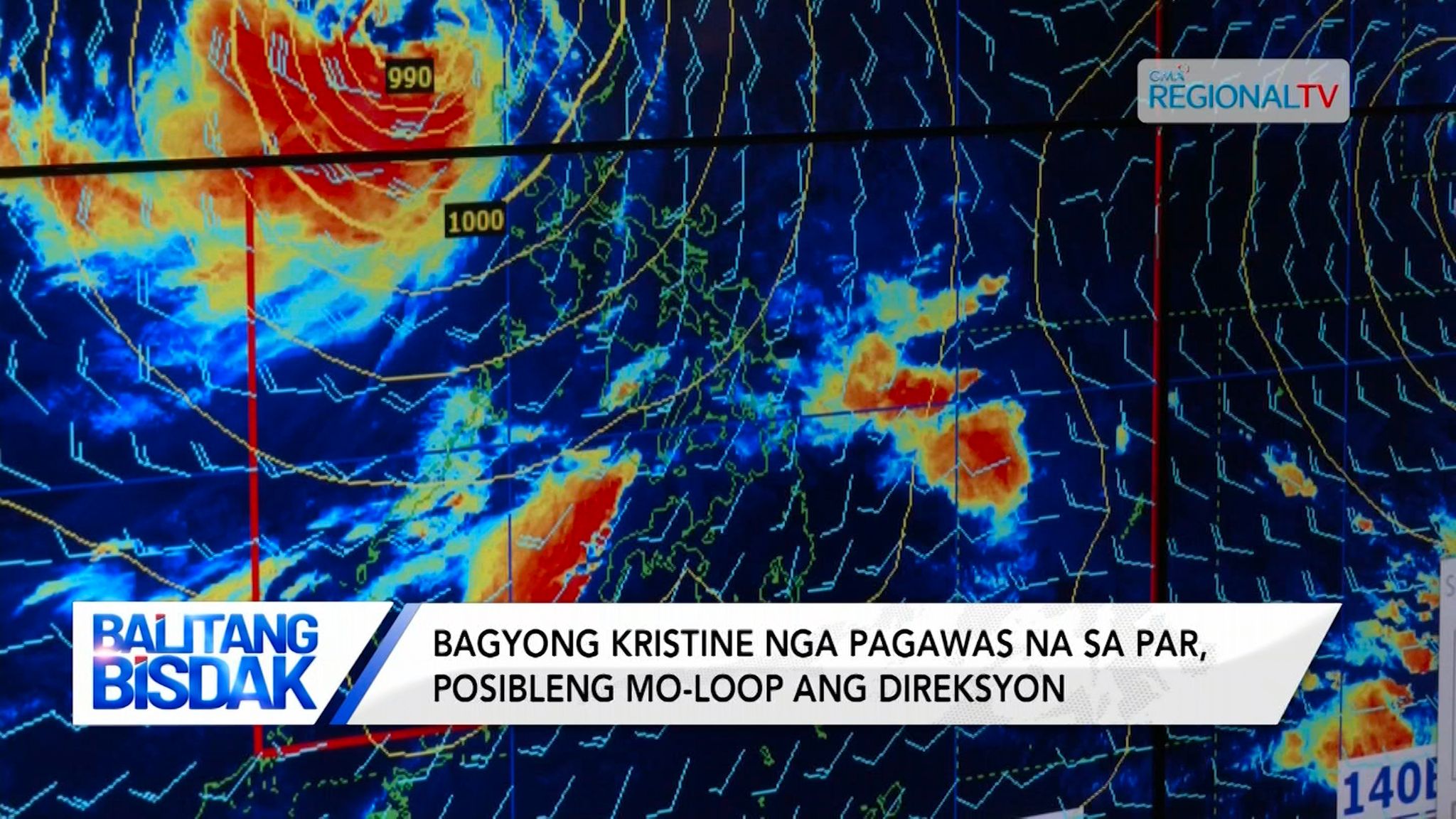 Bagyong kristine nga pagawas na sa PAR, posibleng mo-loop ang direksyon