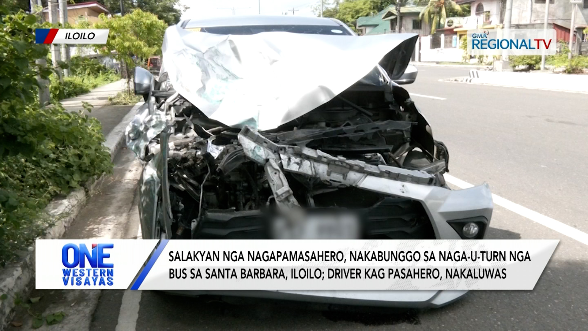 Salakyan nga nagapamasahero, nakabunggo sa naga-u-turn nga bus sa Santa Barbara